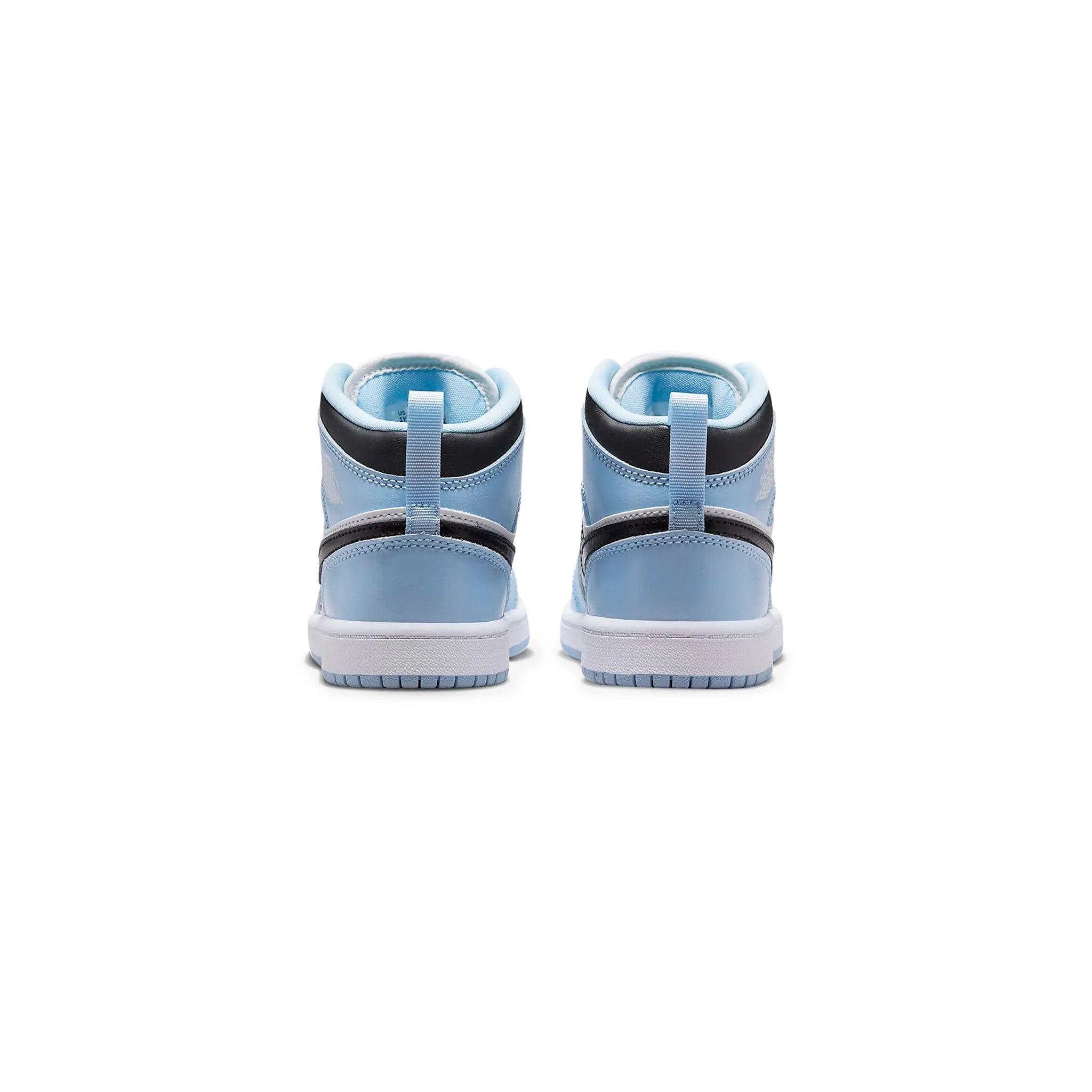 Back view of Air Jordan 1 Mid Ice Blue (2022) (PS) 640737-401
