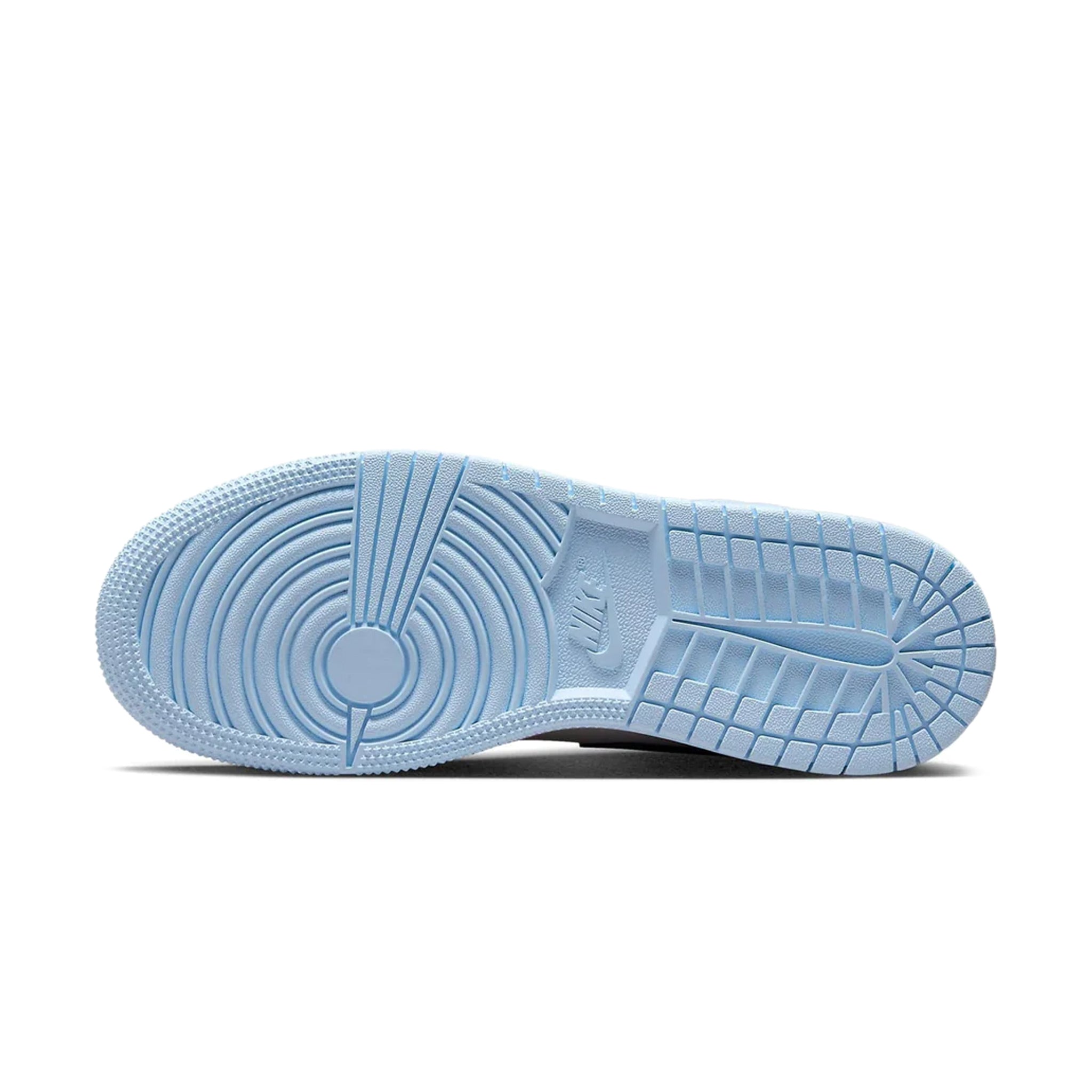 Sole view of Air Jordan 1 Mid Ice Blue (GS) 555112-401