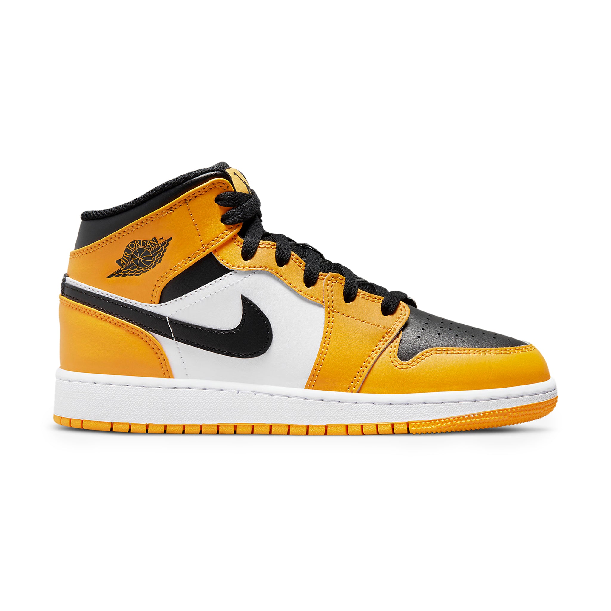 Side view of Air Jordan 1 Mid Taxi (GS) 554725-701