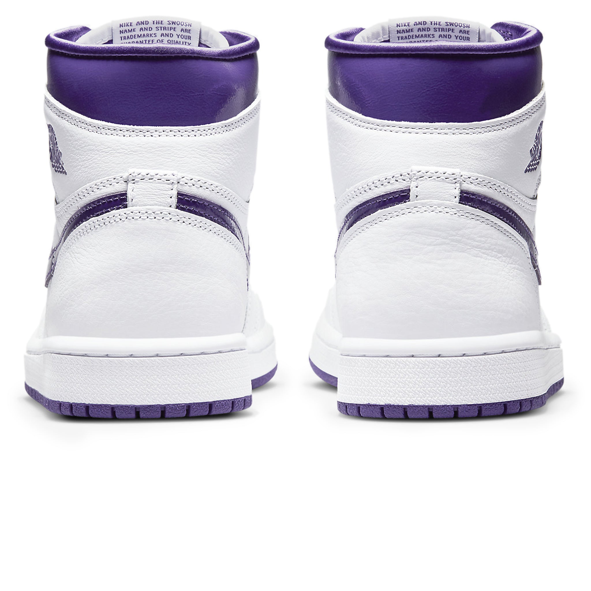 Heel view of Air Jordan 1 Retro High Court Purple (W) CD0461-151