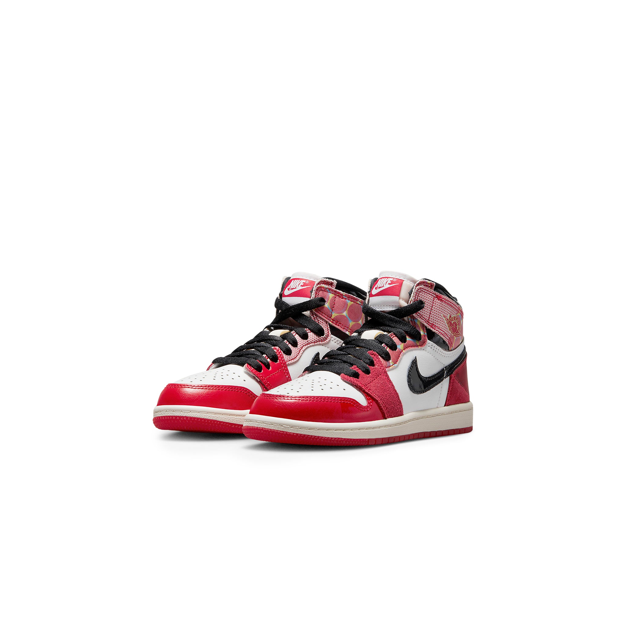 Front side view of Air Jordan 1 Retro High OG Spider-Man Across The Spider-Verse (PS) DV1749-601