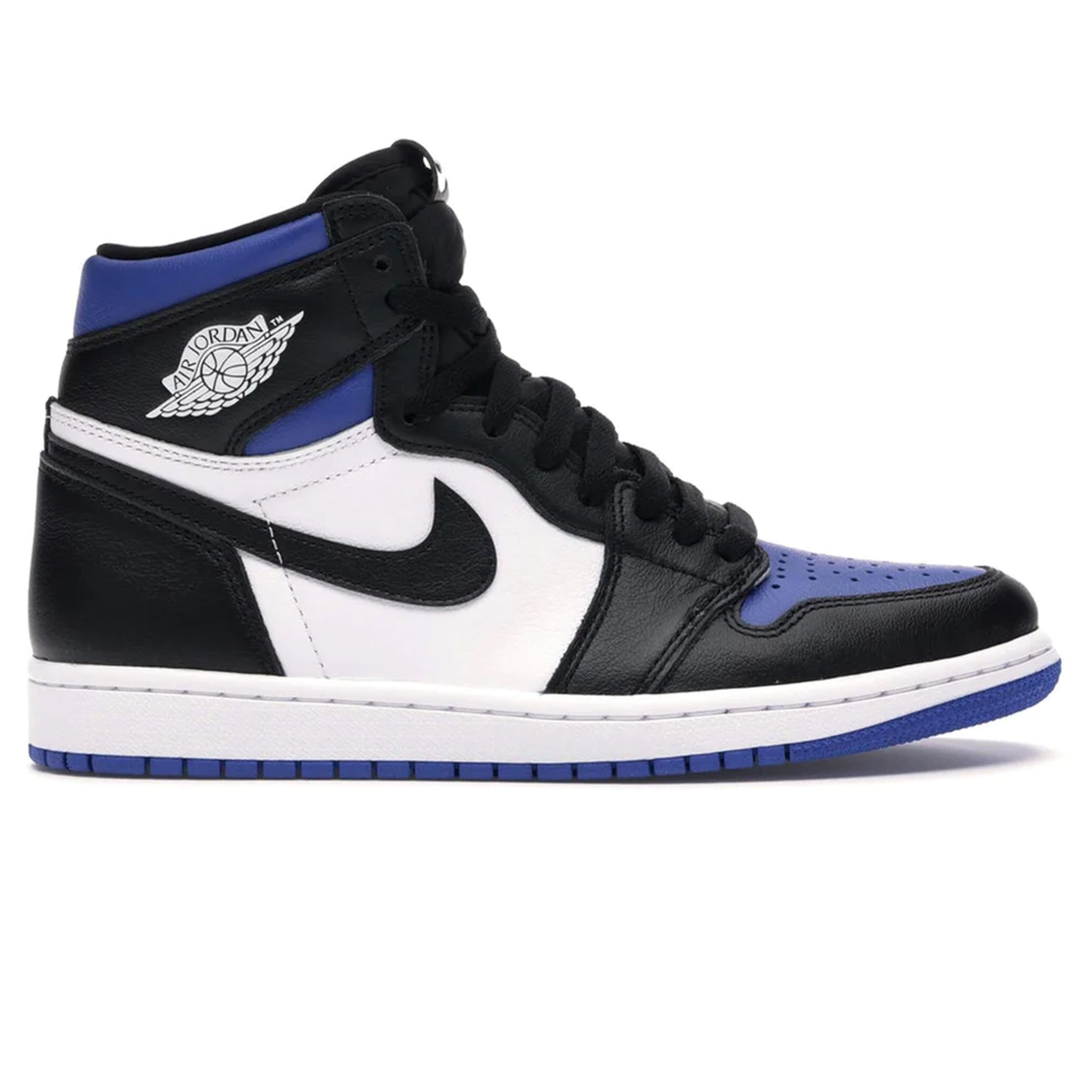 Side view of Air Jordan 1 Royal Toe Sneaker 555088-041