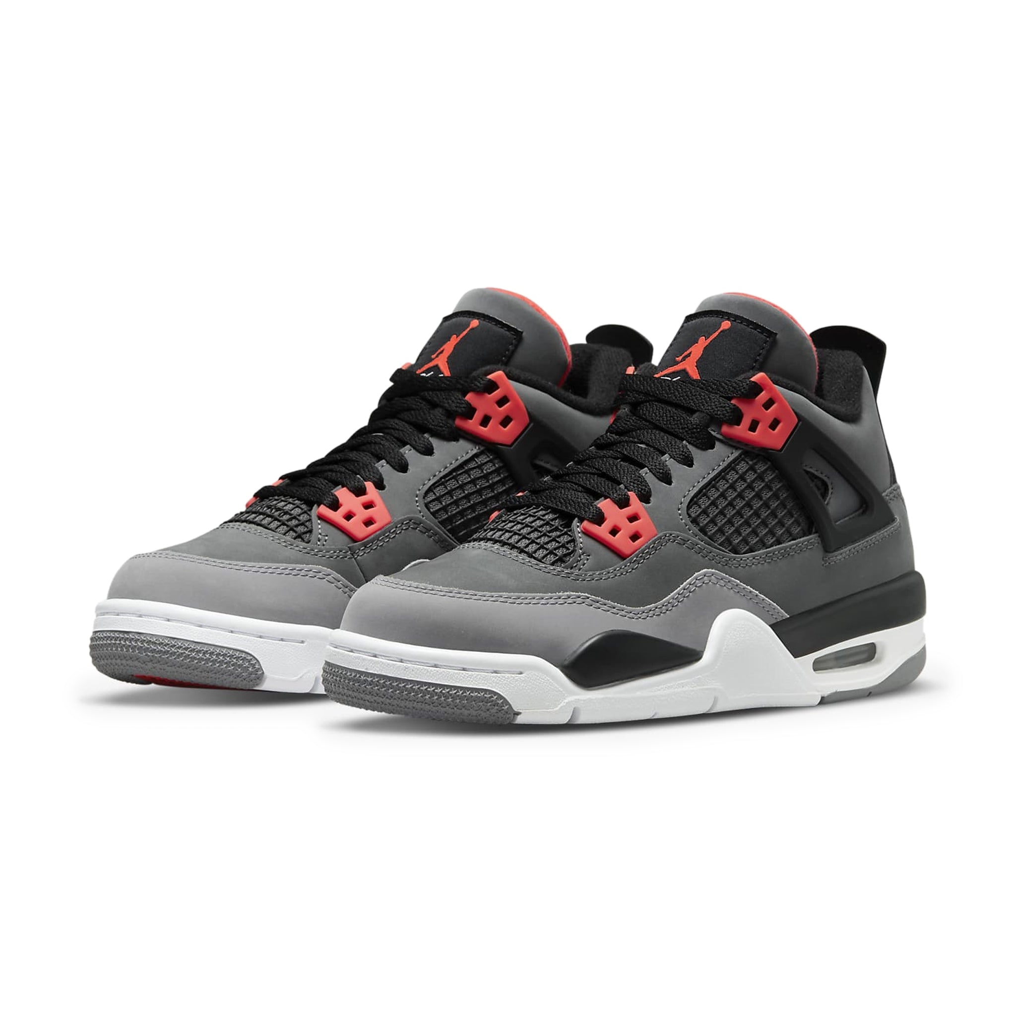 Front side view of Air Jordan 4 Retro Infrared (GS) 408452-061
