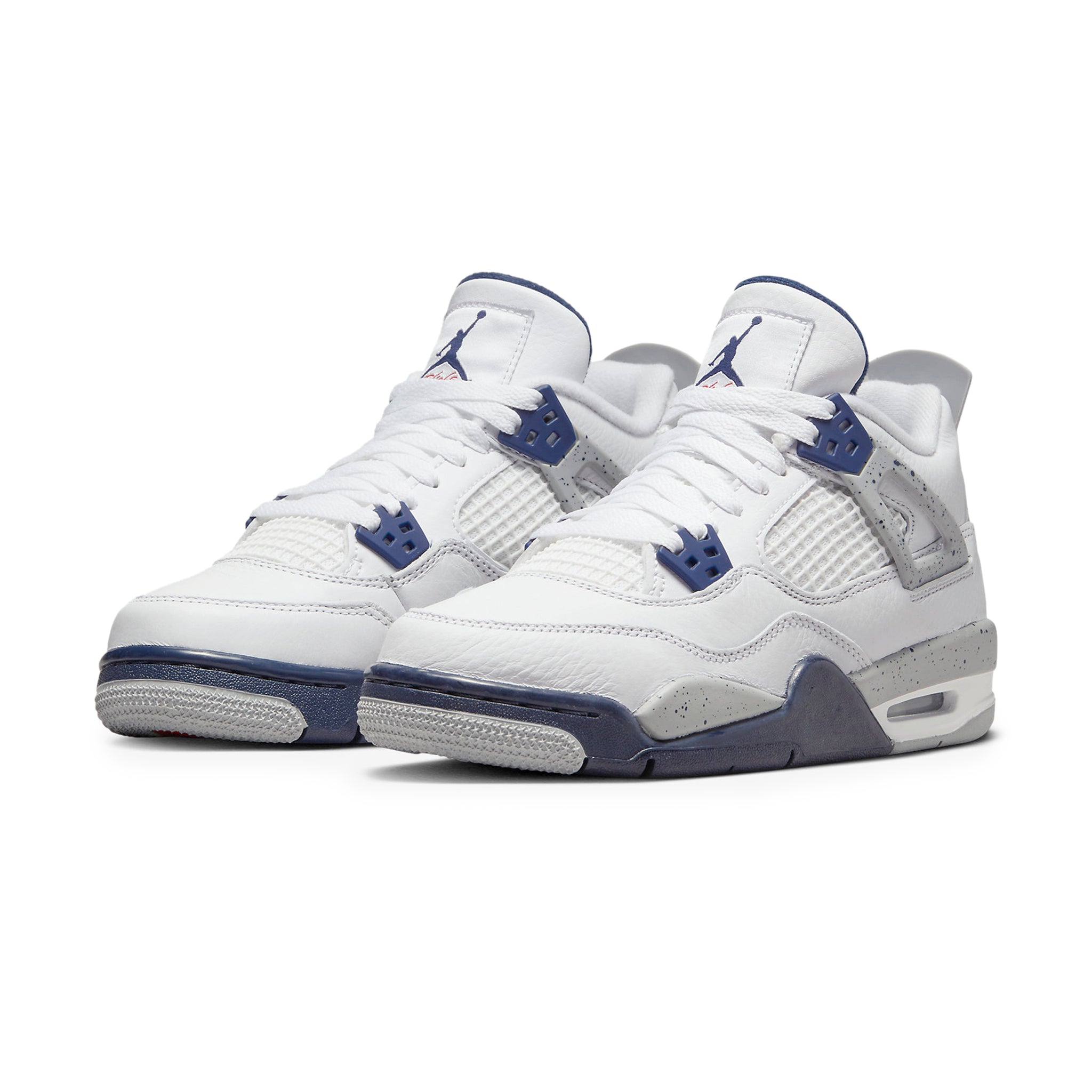 Front side view of Air Jordan 4 Retro Midnight Navy (GS) 408452-140