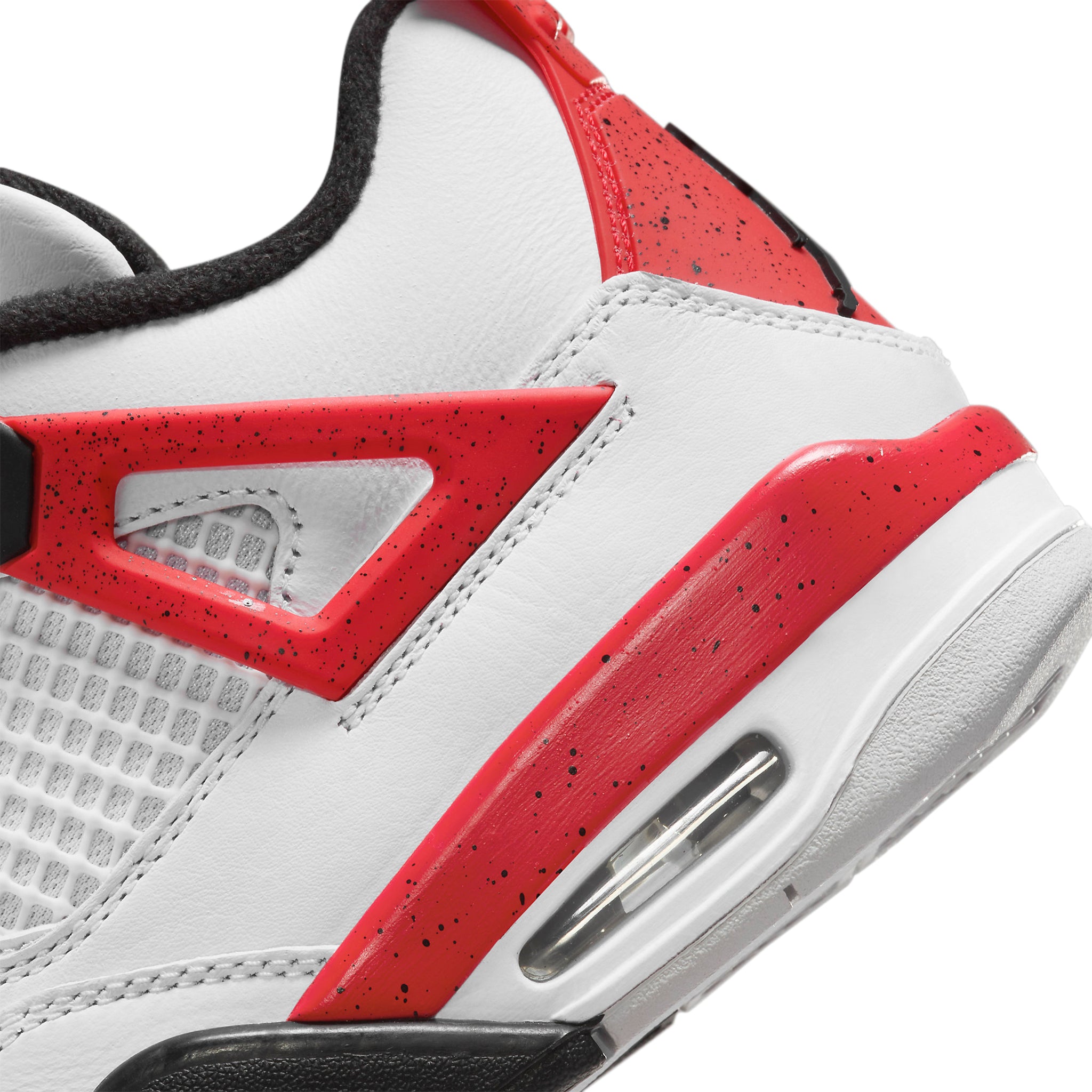 Heel view of Air Jordan 4 Retro Red Cement (2023) (GS) 408452-161