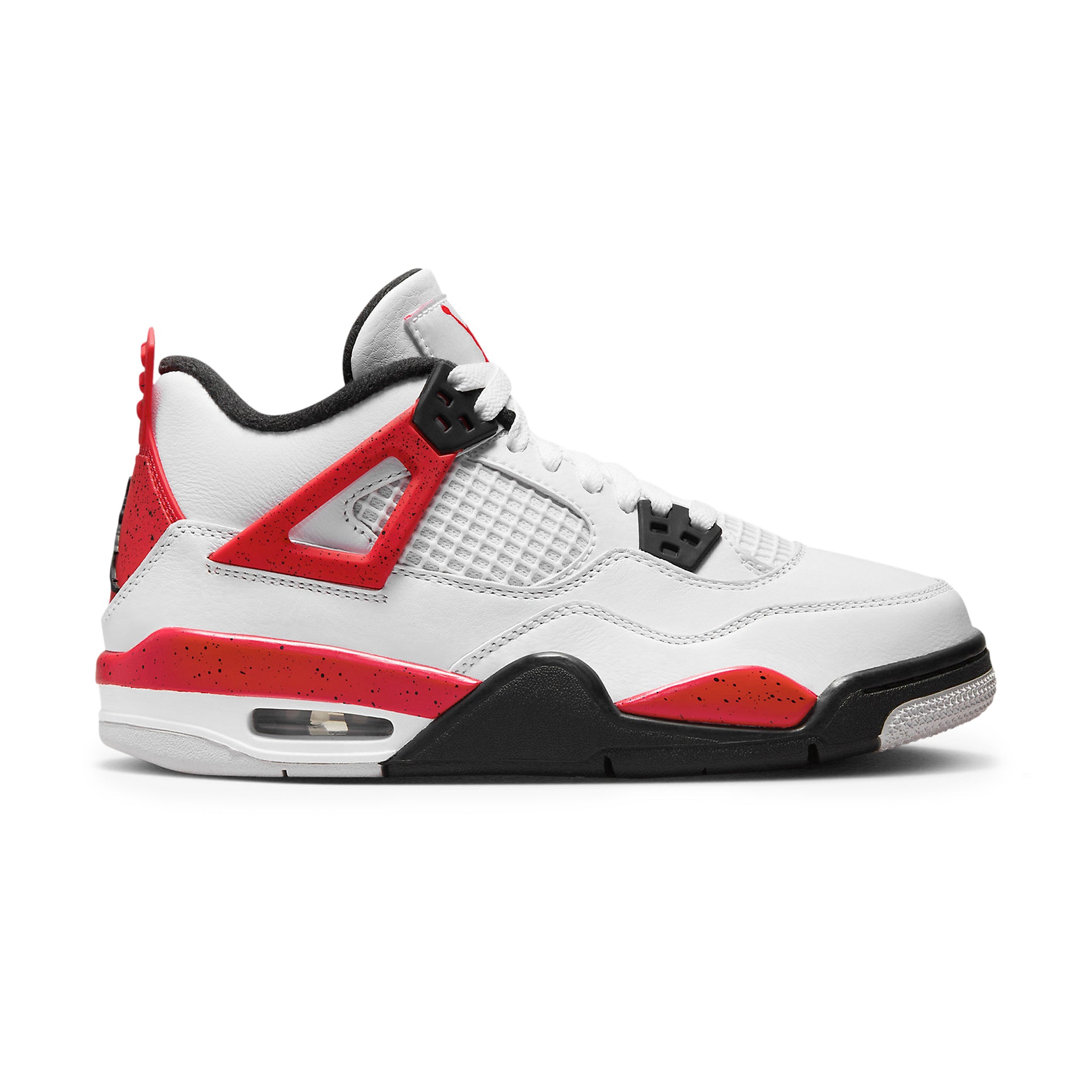 Side view of Air Jordan 4 Retro Red Cement (2023) (GS) 408452-161