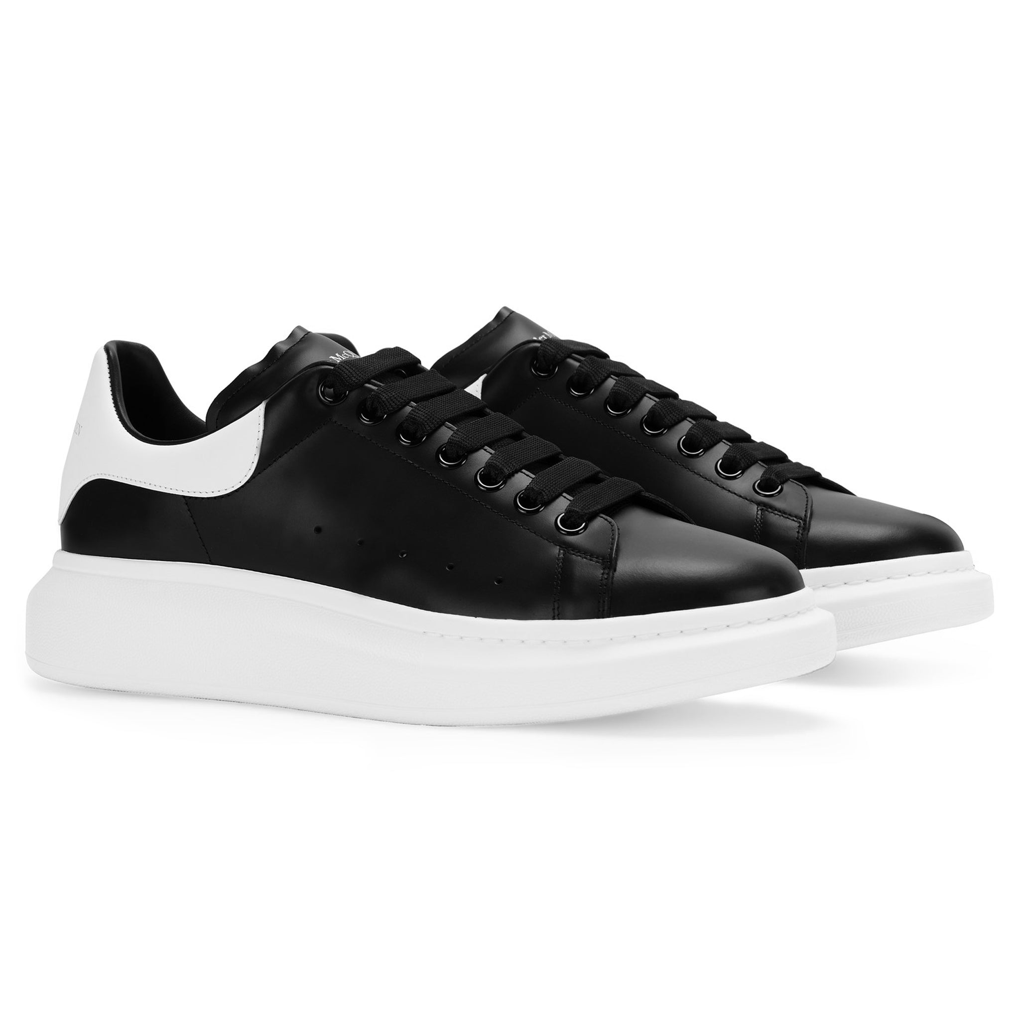 Front side view of Alexander Mcqueen Raised Sole Black White Sneaker