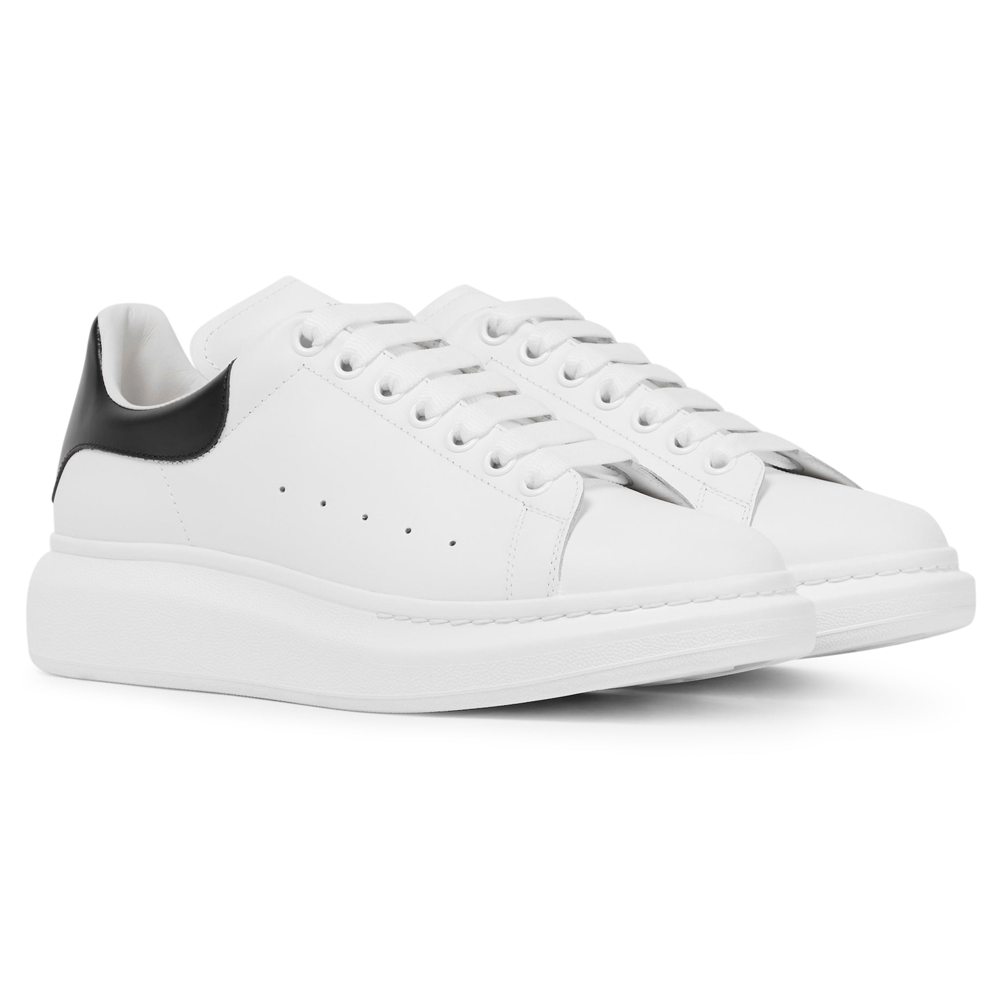 Front view of Alexander Mcqueen Raised Sole White Black Sneaker