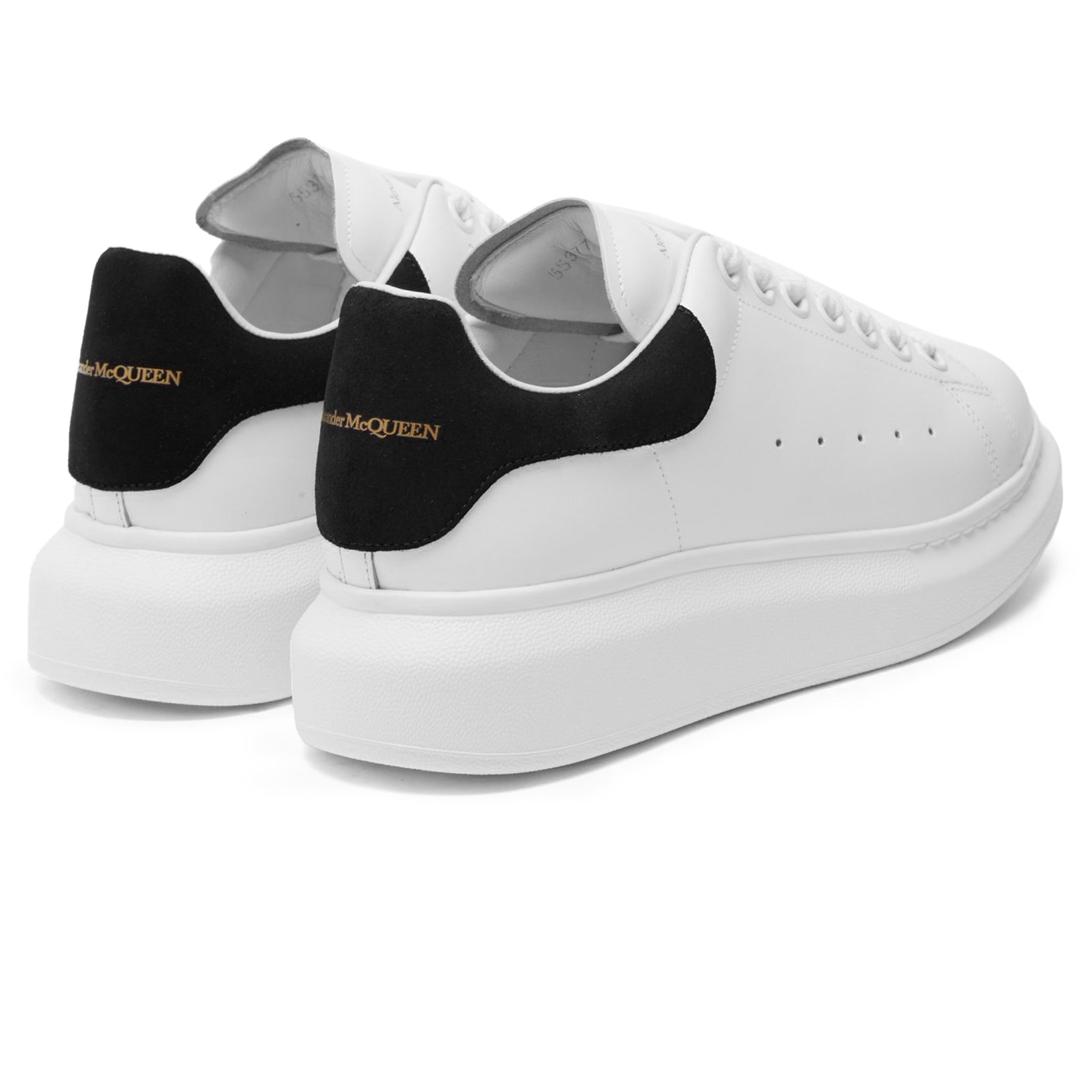 Back view of Alexander Mcqueen Raised Sole White Black Suede Sneaker