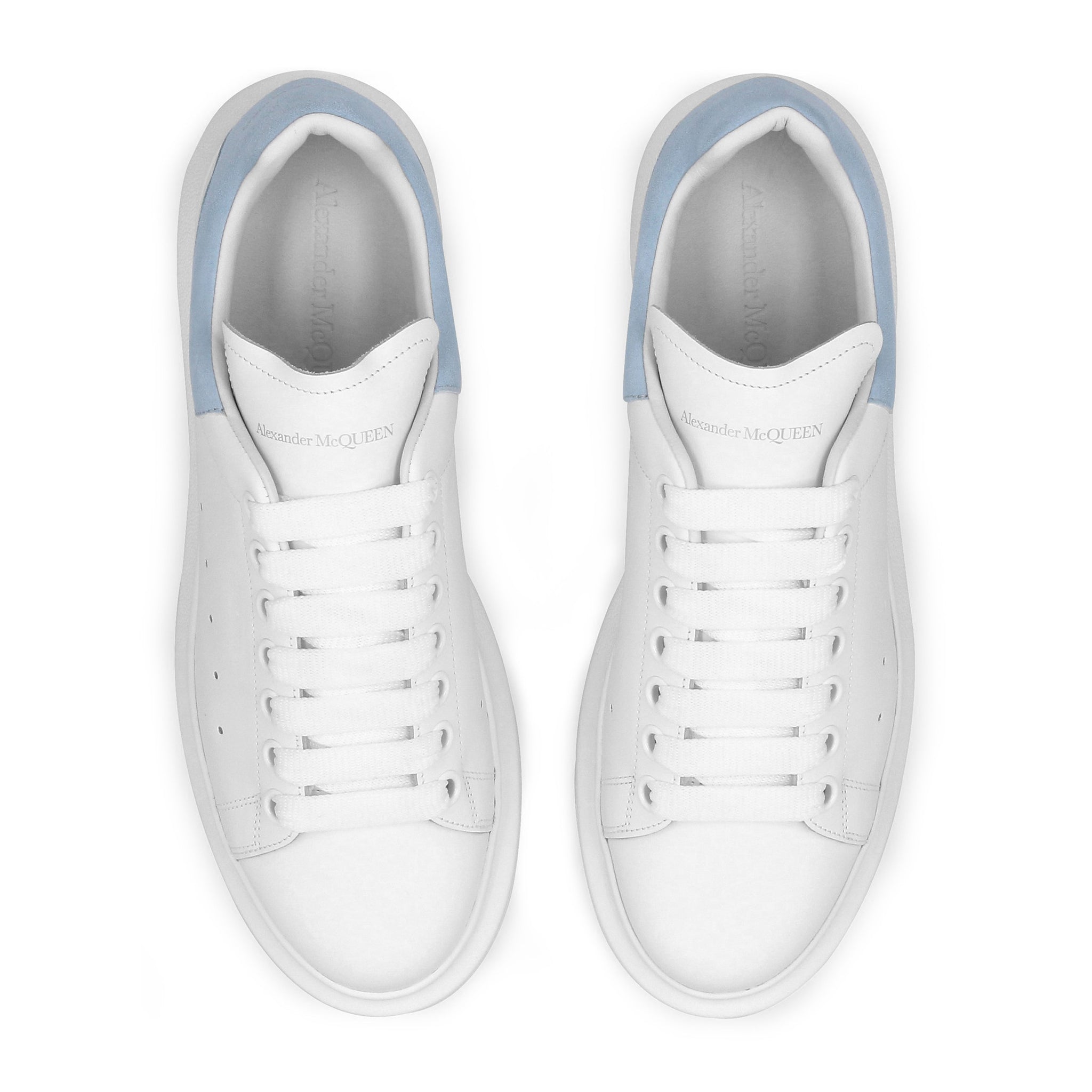 Top view of Alexander Mcqueen Raised Sole White Blue Sneaker