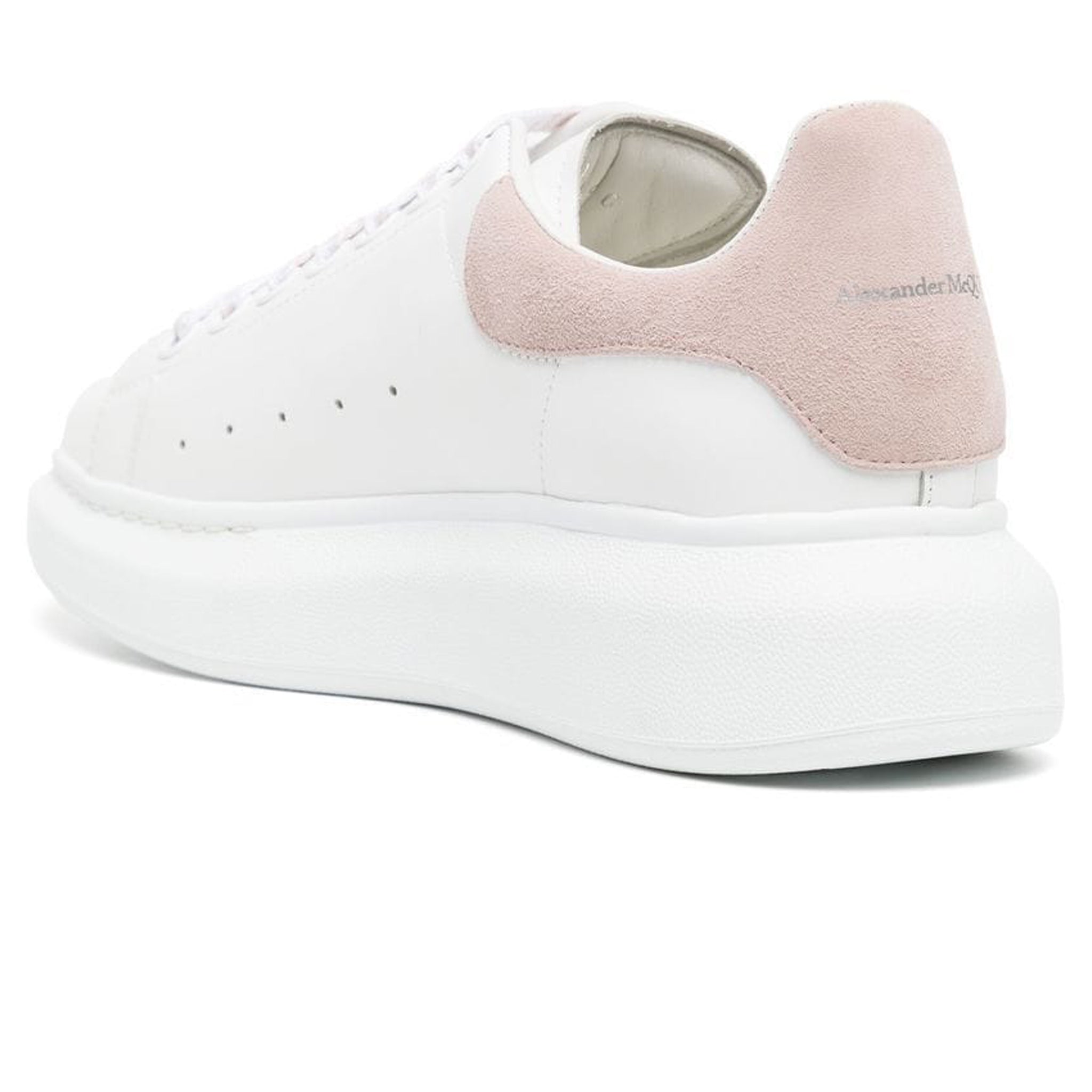Back view of Alexander Mcqueen Raised Sole White Pink Sneaker