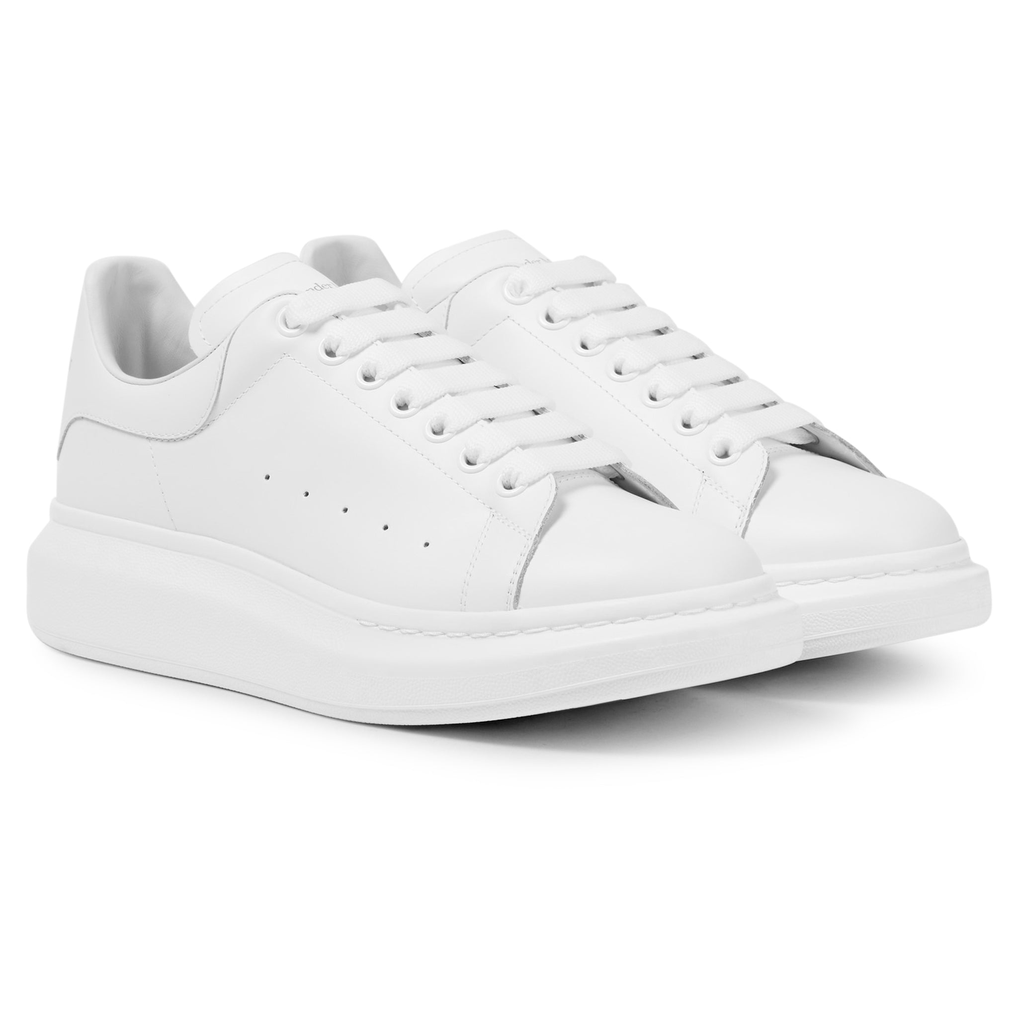 Front sidw view of Alexander Mcqueen Raised Sole White Sneaker (W)