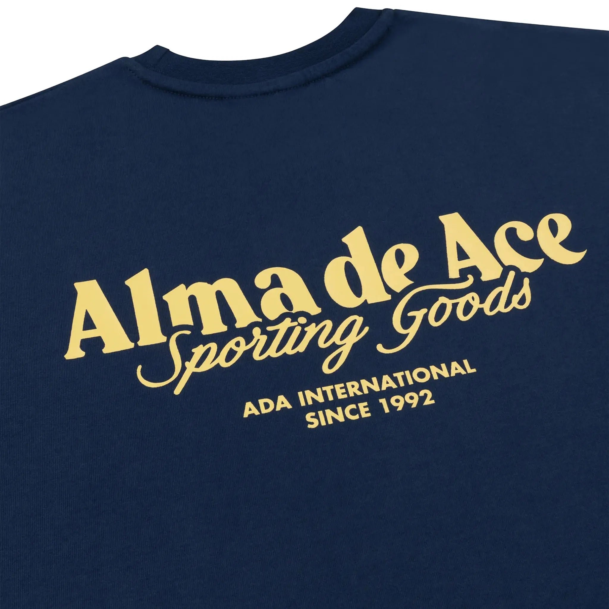 Detailed Front View of Alma De Ace Sporting Goods Midnight Blue T-Shirt