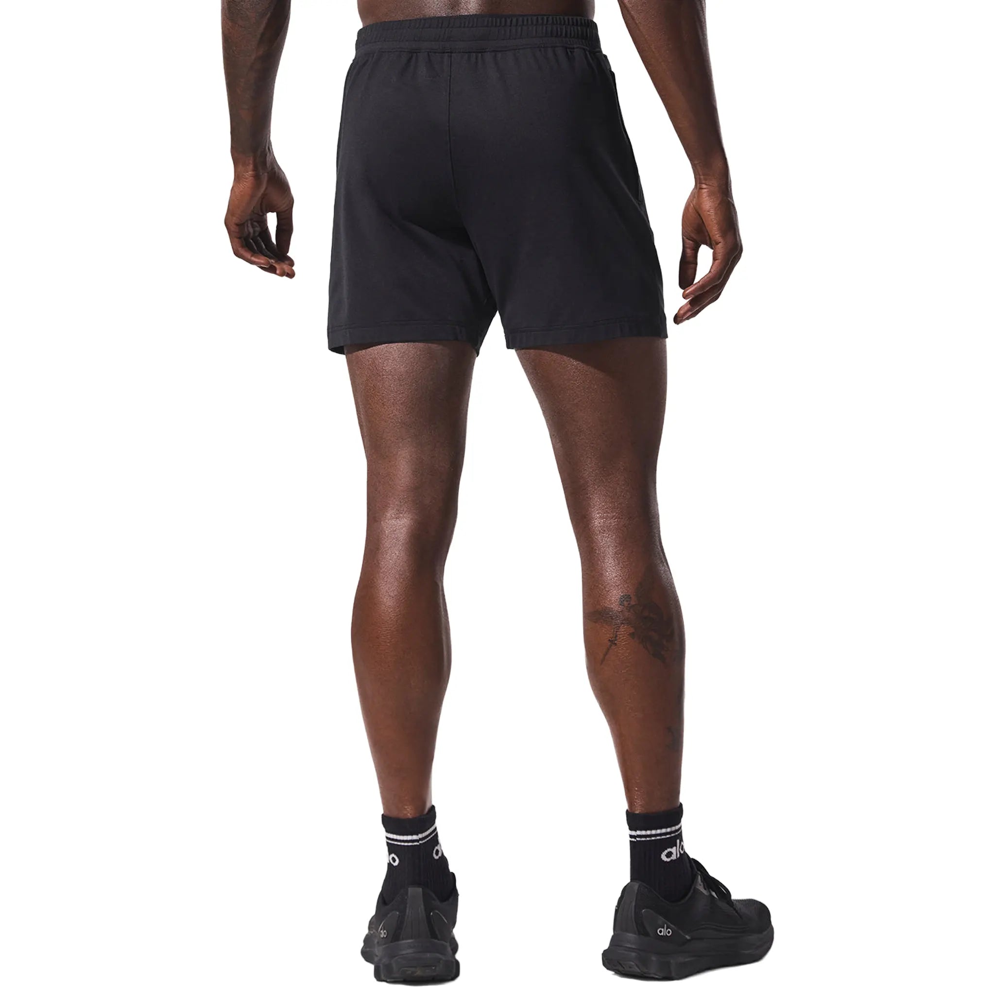 Back View of Alo Yoga 7inch Conquer React Performance Black Shorts