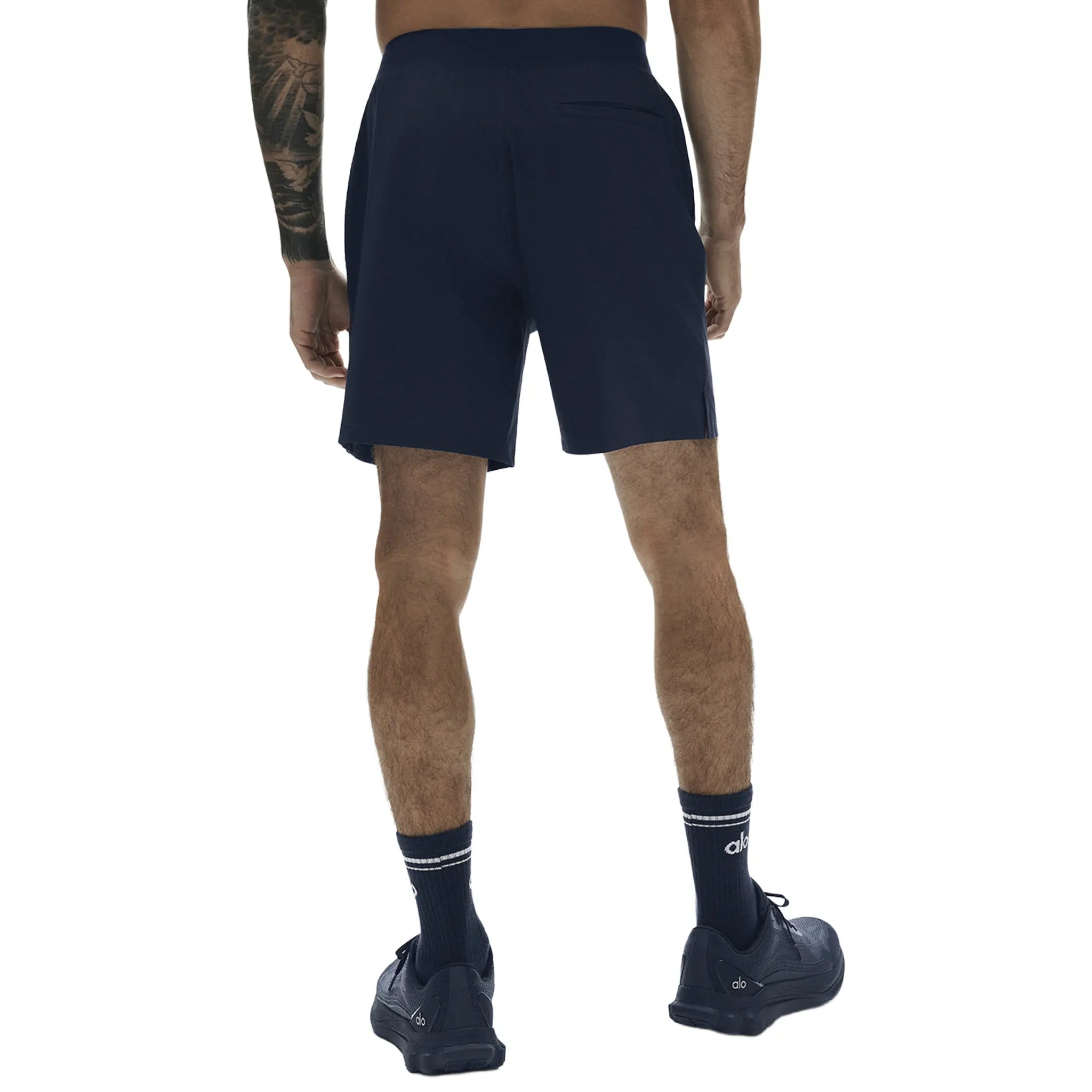 Back View of Alo Yoga 7inch Repetition Navy Shorts M6154R012
