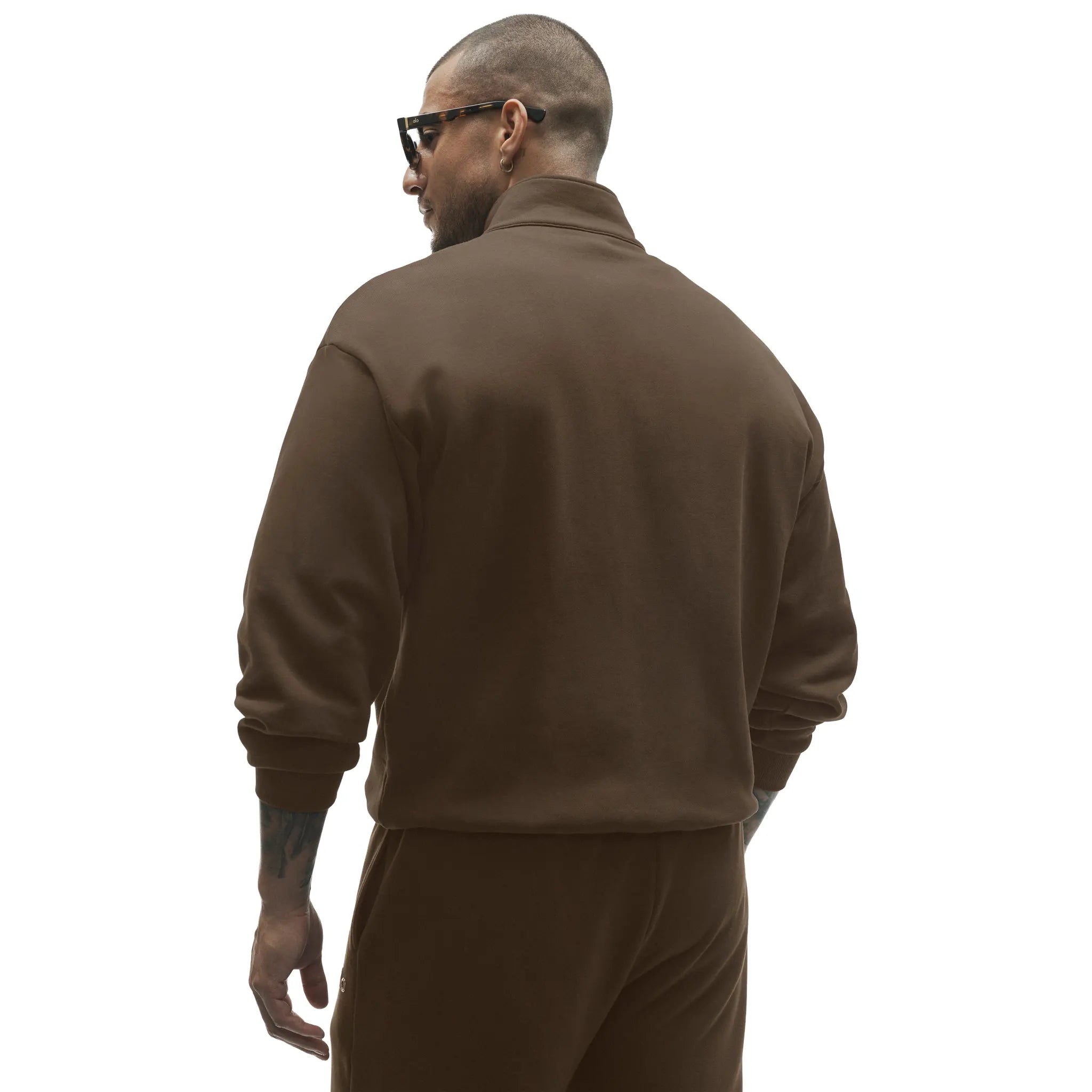 Back View of Alo Yoga Accolade 1/4 Zip Espresso Sweatshirt U3040RG040640