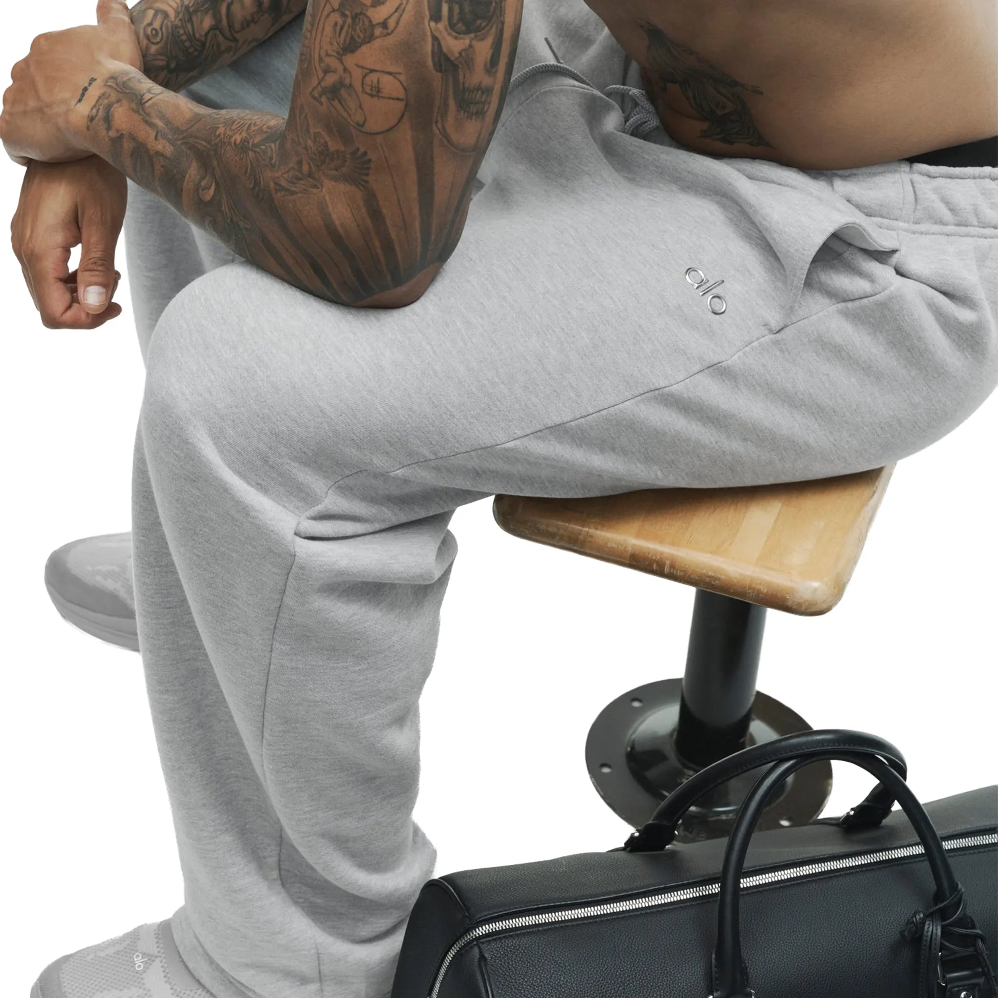 Detailed View of Alo Yoga Accolade Straight Leg Grey Sweatpants