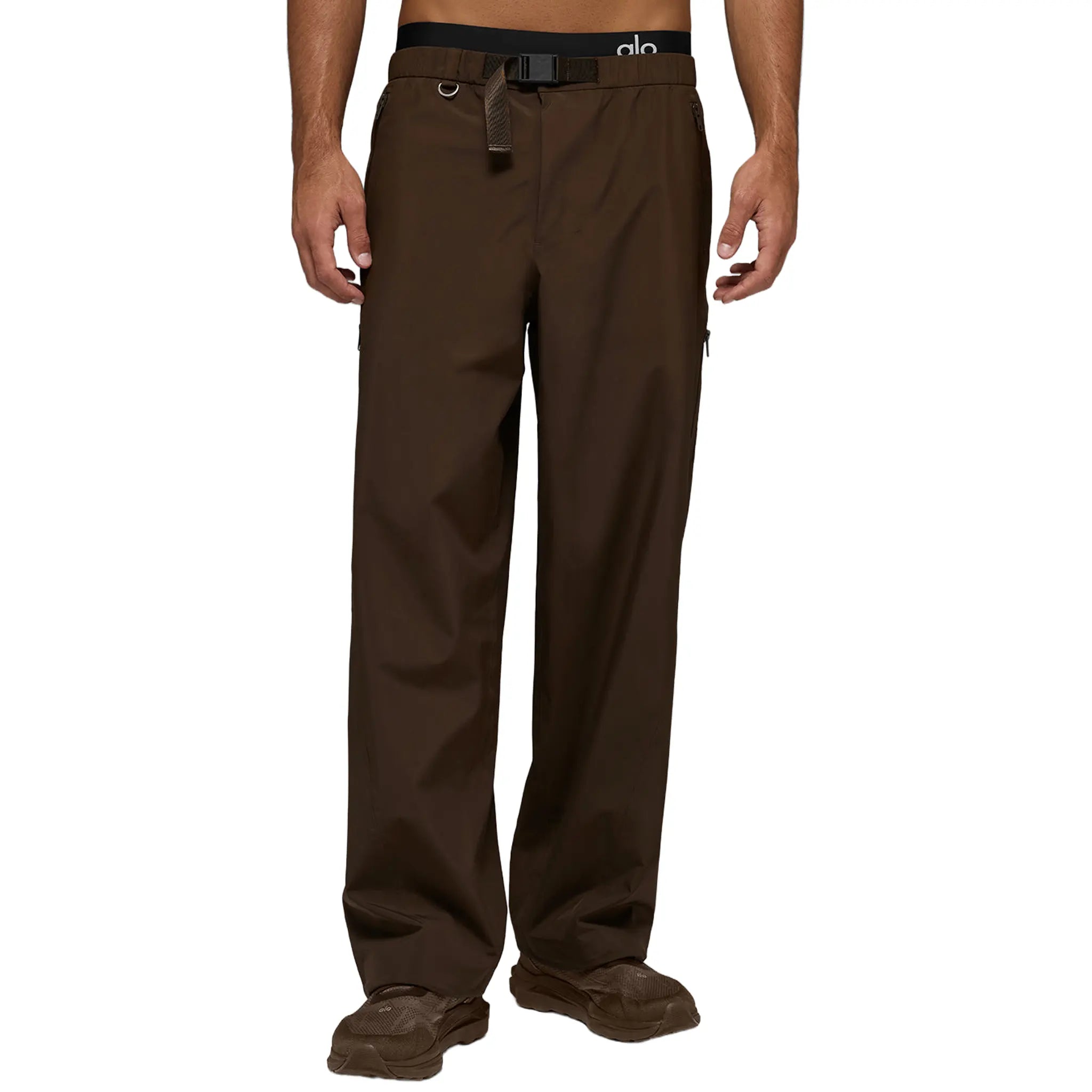 Front View of Alo Yoga Alpha Shell Espresso Pants