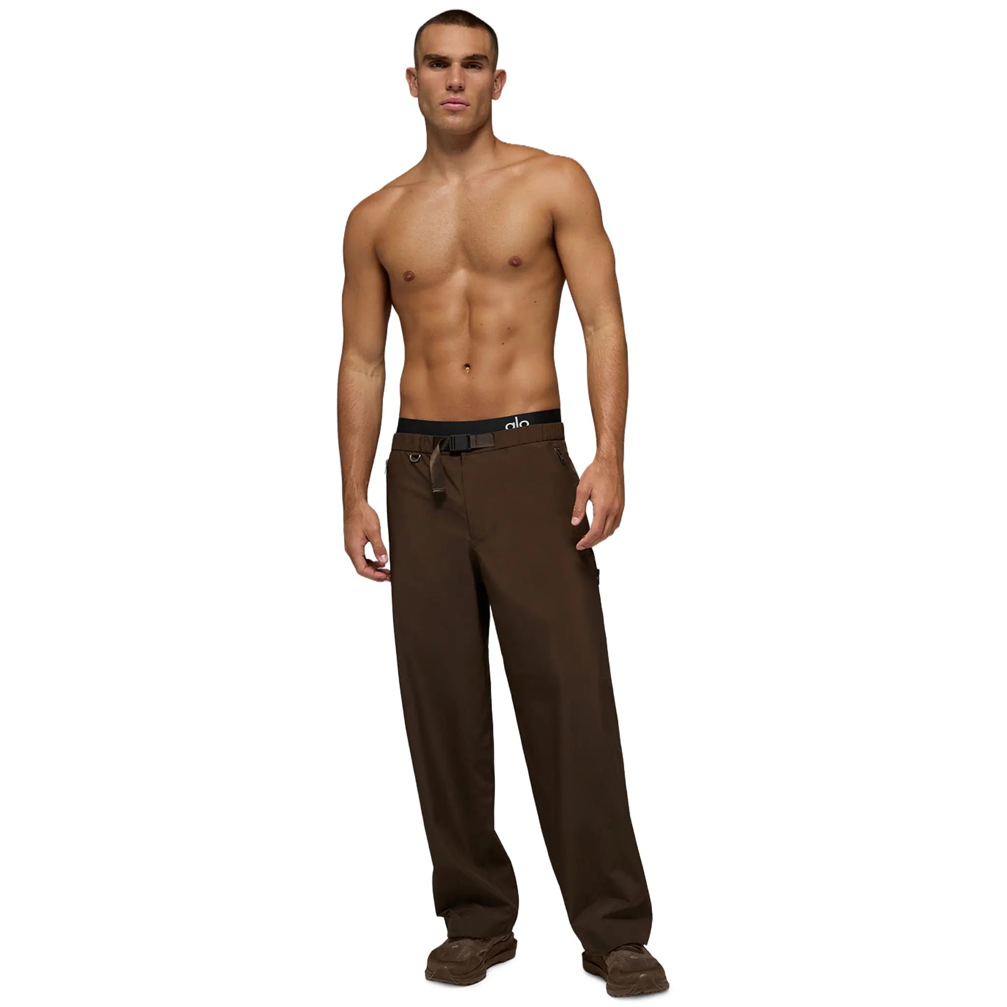 Front View of Alo Yoga Alpha Shell Espresso Pants