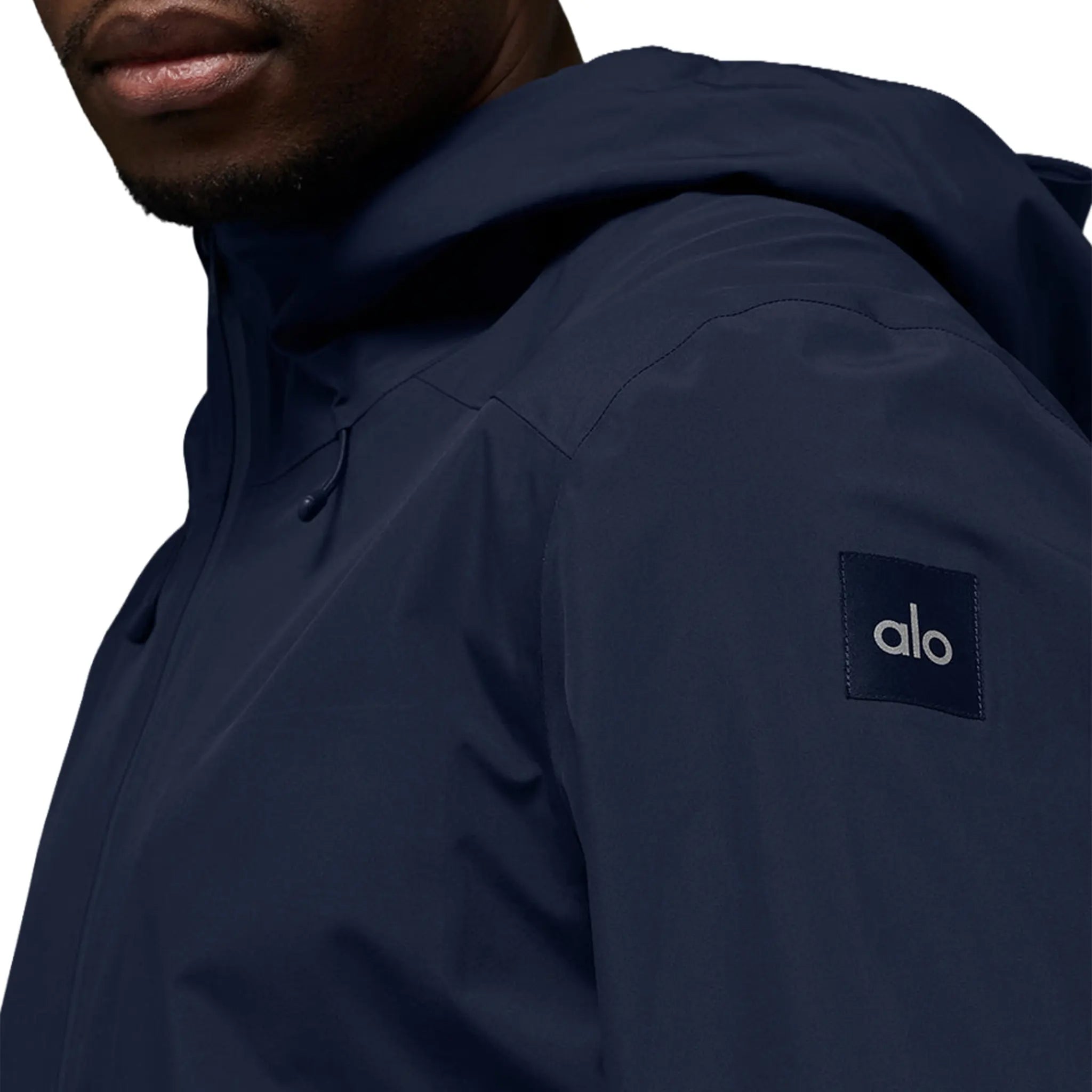 Detailed View of Alo Yoga Alpha Shell Navy Jacket