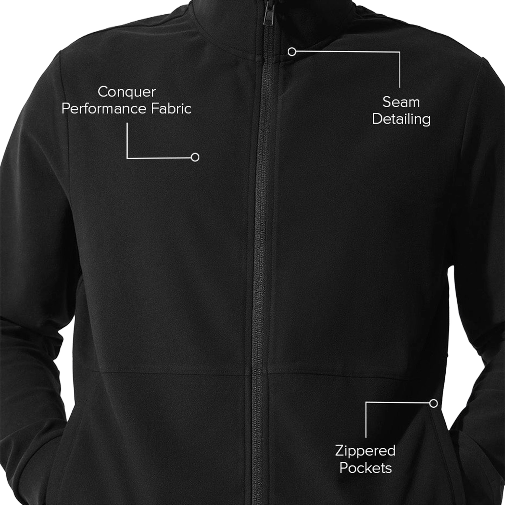 Front Detailed View of Alo Yoga Conquer Max Mock Neck Jacket
