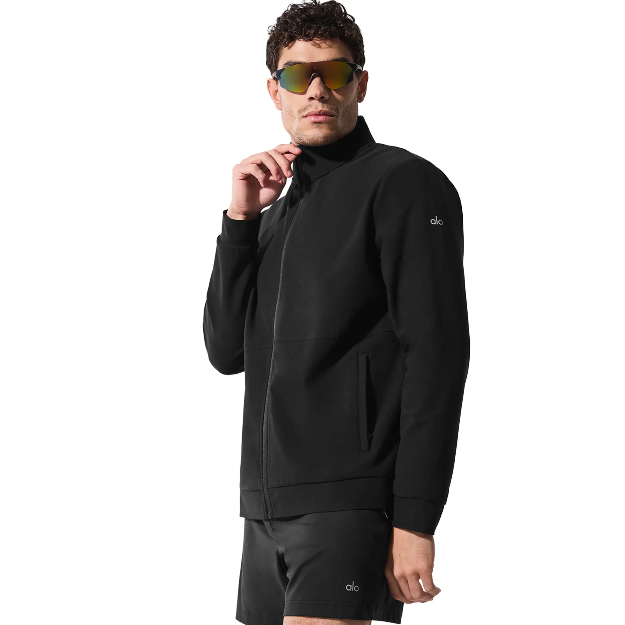 Front Side View of Alo Yoga Conquer Max Mock Neck Jacket