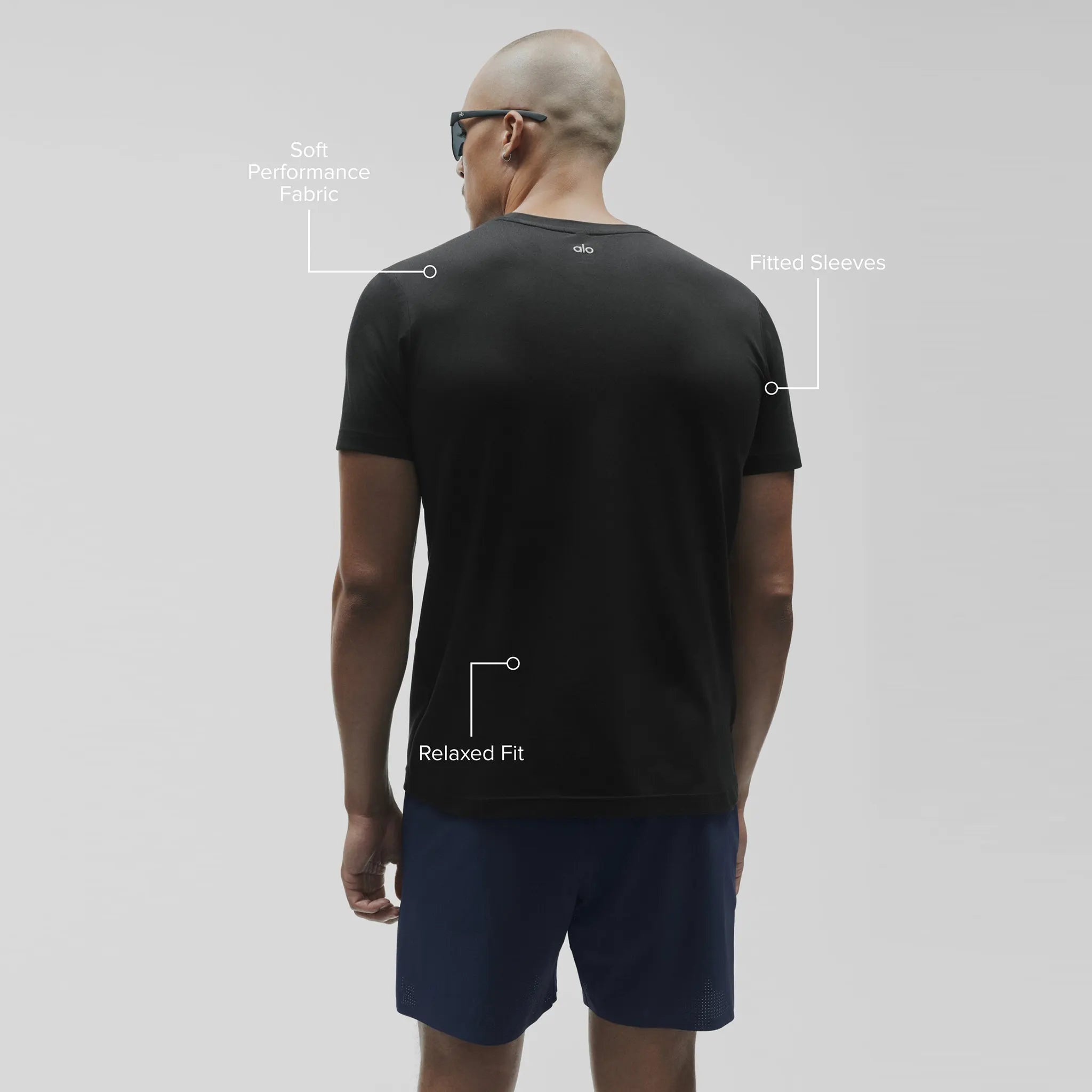 Back View of Alo Yoga Conquer Reform Black Crewneck
