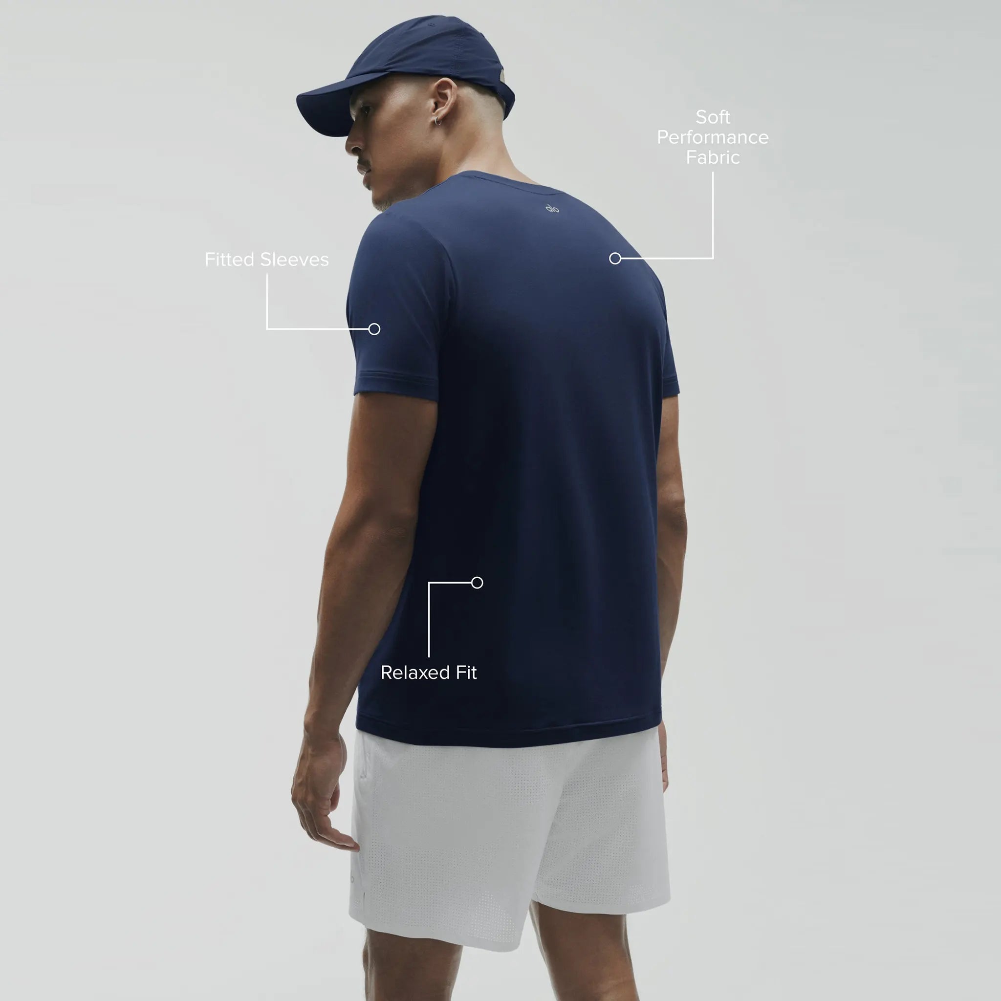 Back Side View of Alo Yoga Conquer Reform Navy Crewneck M1205R038422