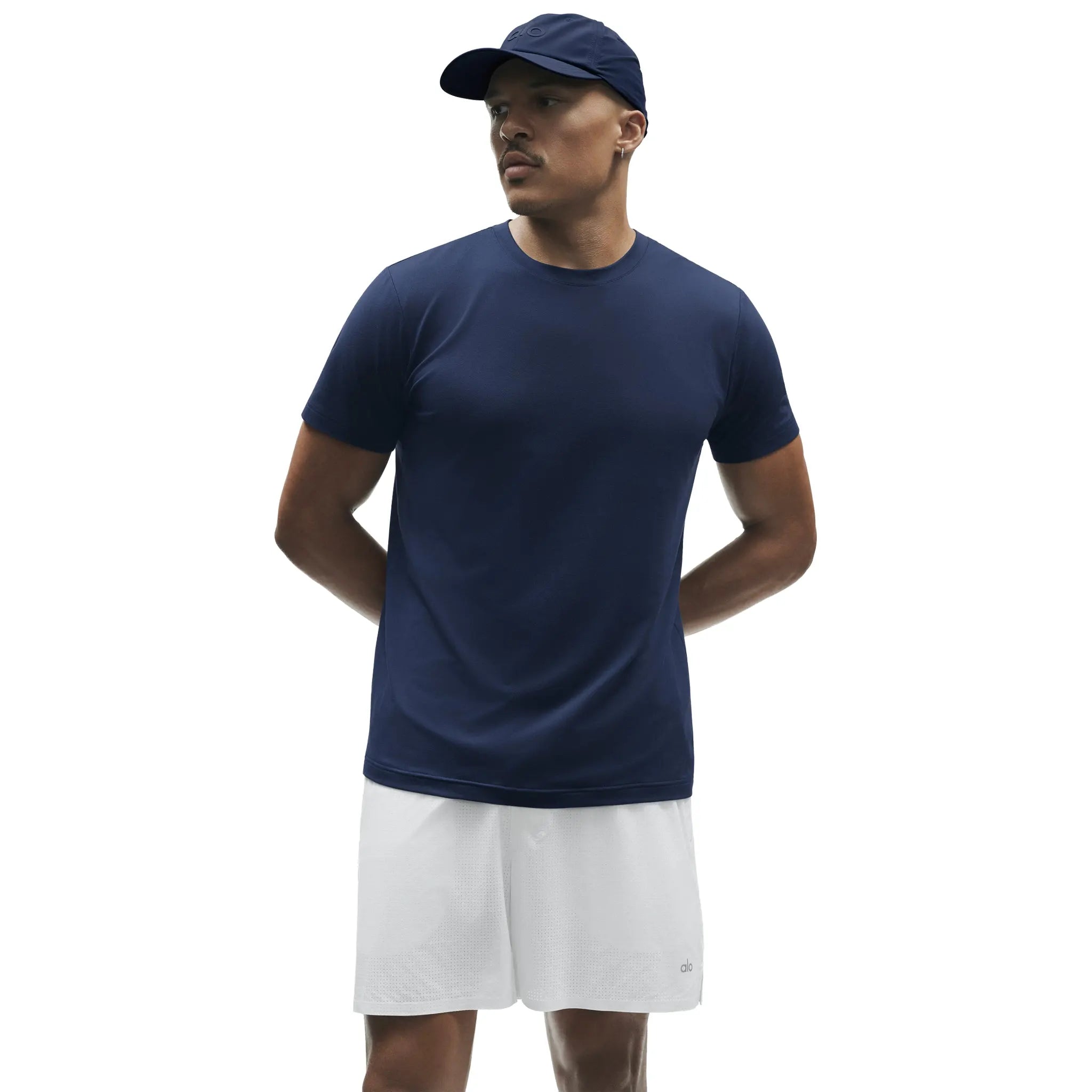 Front View of Alo Yoga Conquer Reform Navy Crewneck M1205R038422