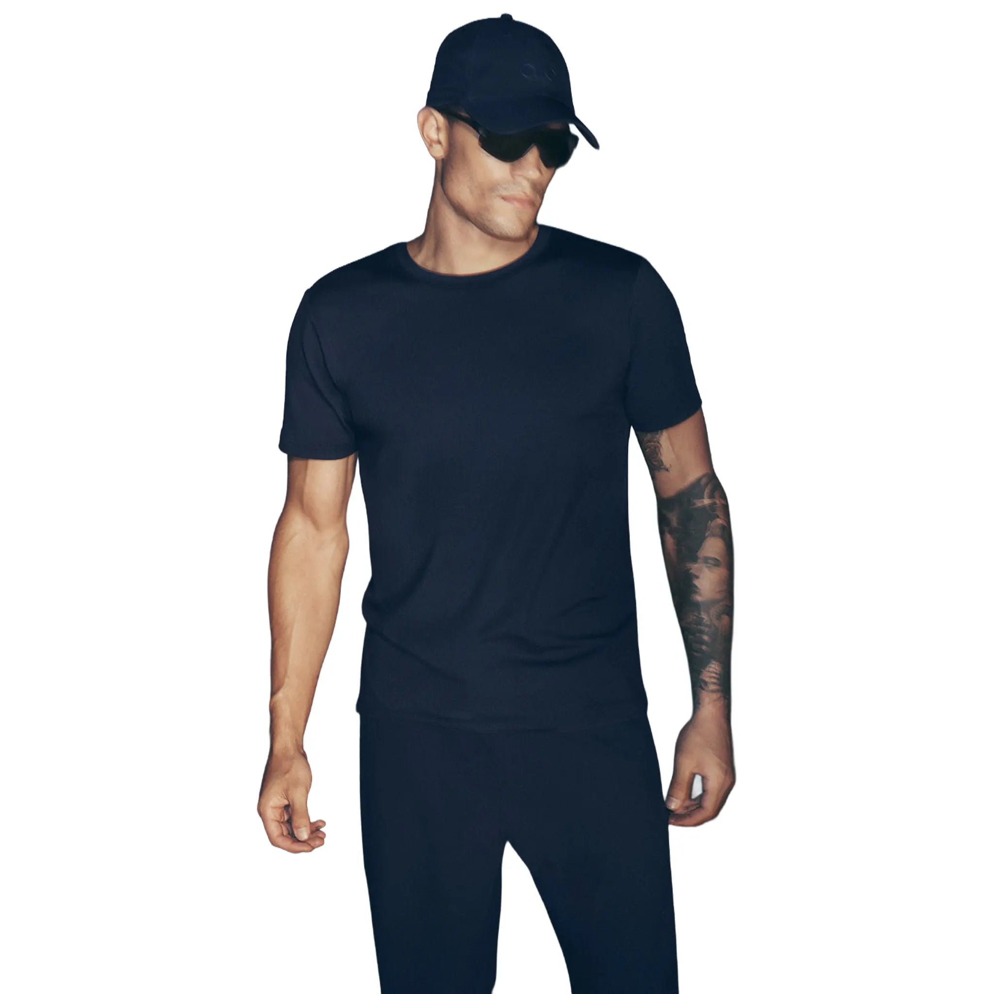 Front View of Alo Yoga Conquer Reform Navy Crewneck M1205R038422