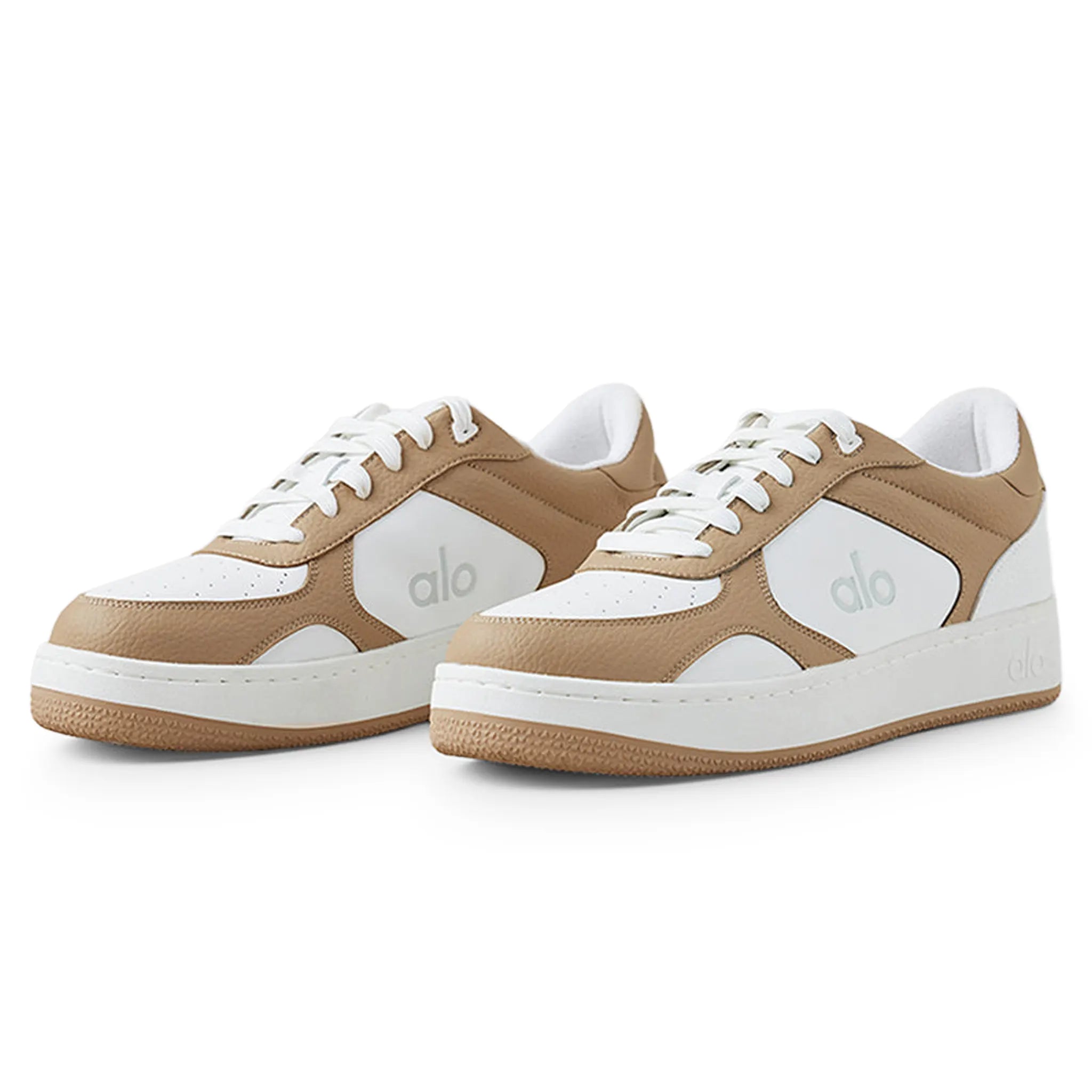 Front Side View of Alo Yoga Recovery Mode Gravel White Sneaker
