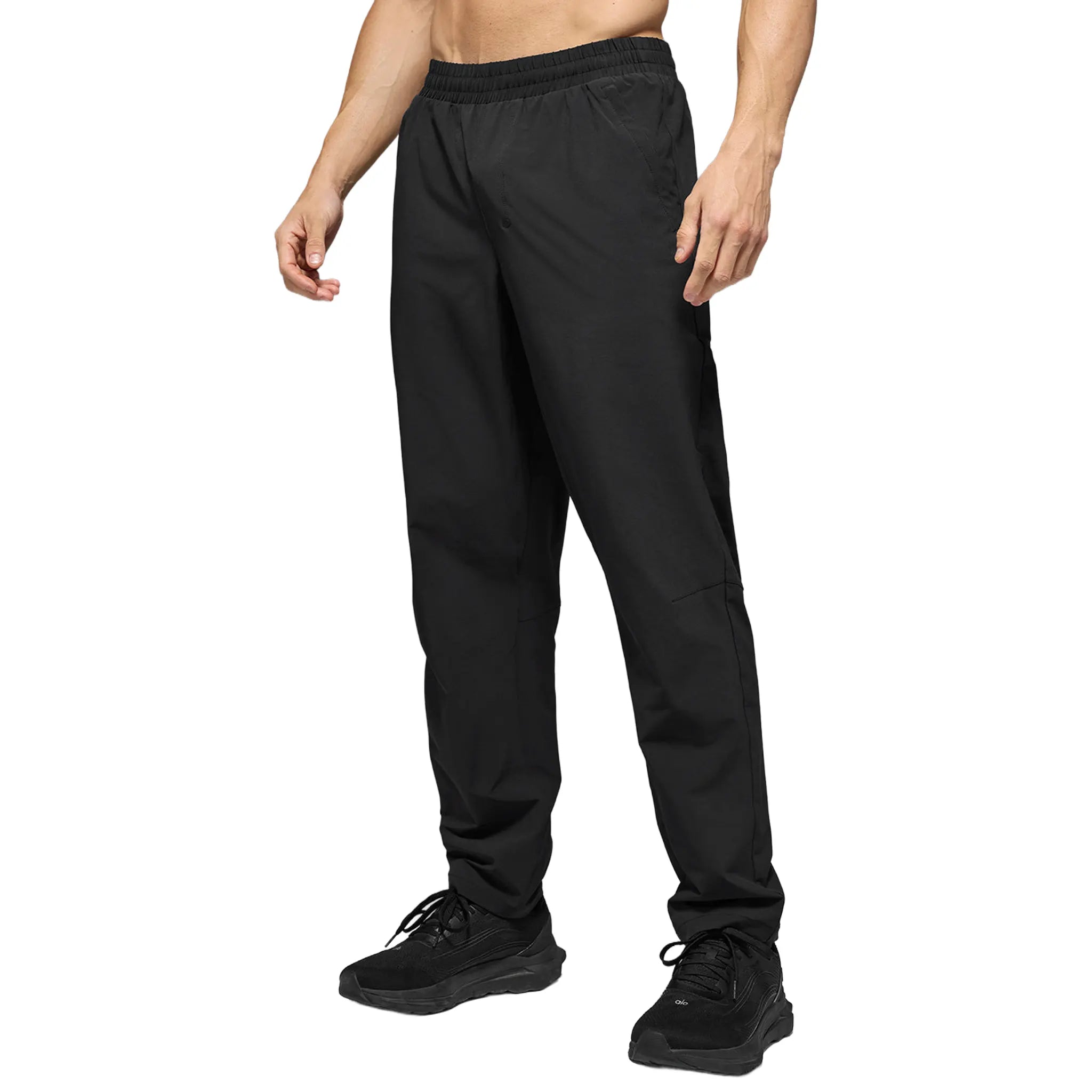 Front View of Alo Yoga Repetition Straight Leg Black Pants