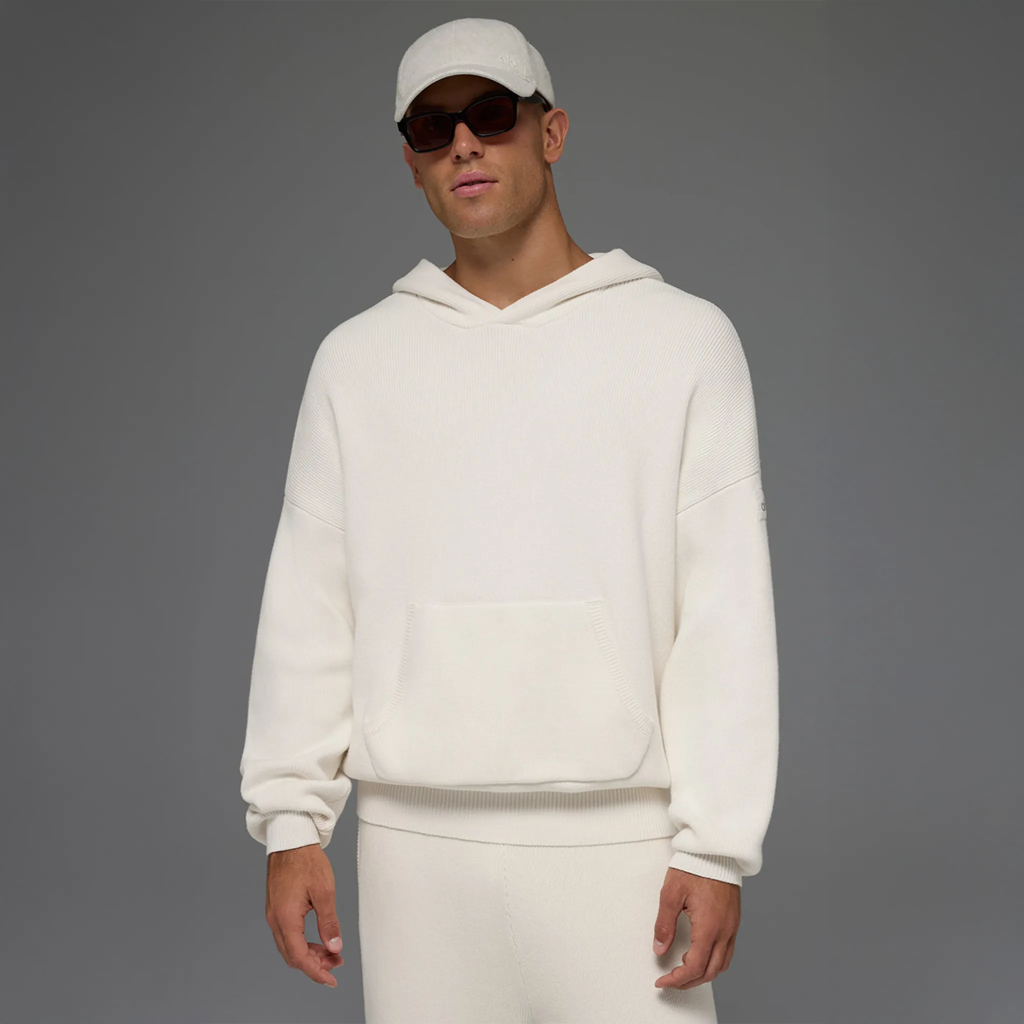 Front View of Alo Yoga Scholar Ivory Hoodie