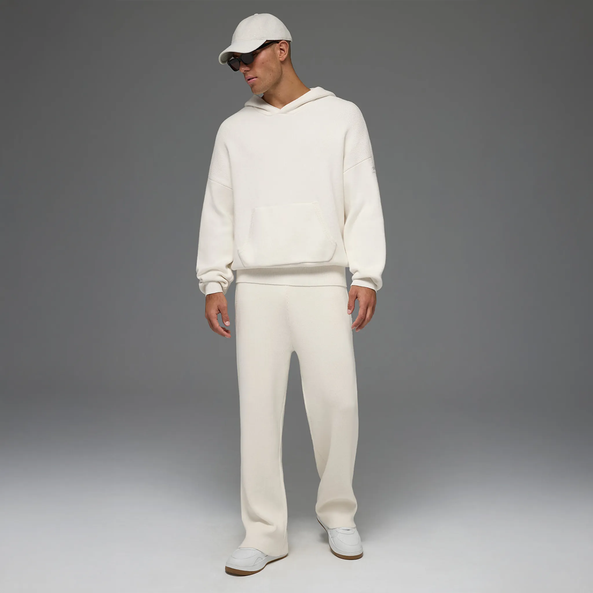 Front View of Alo Yoga Scholar Ivory Hoodie