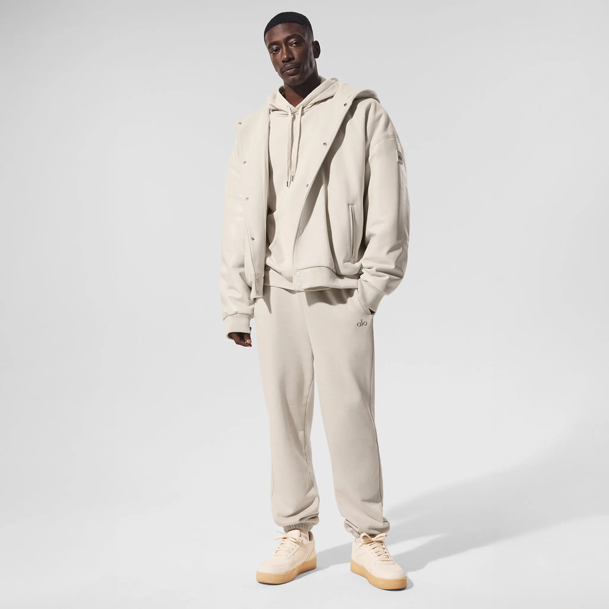 Alo Yoga Select Hooded Bone Bomber Jacket |