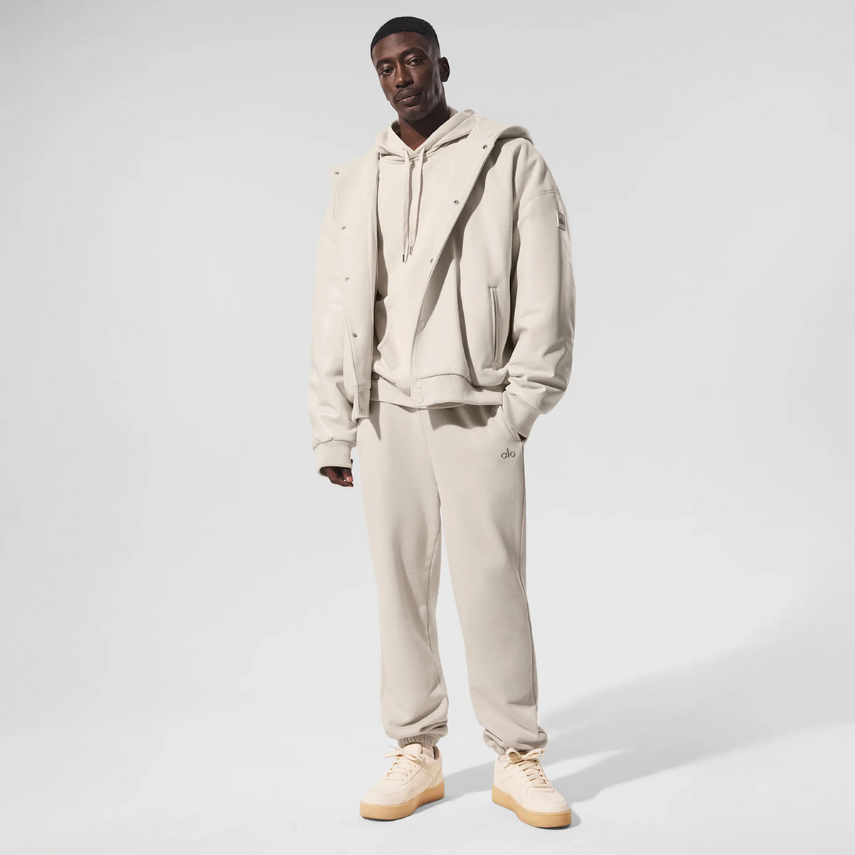 Alo Yoga Select Hooded Bone Bomber Jacket |