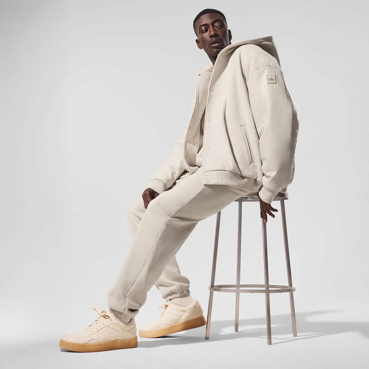 Alo Yoga Select Hooded Bone Bomber Jacket |