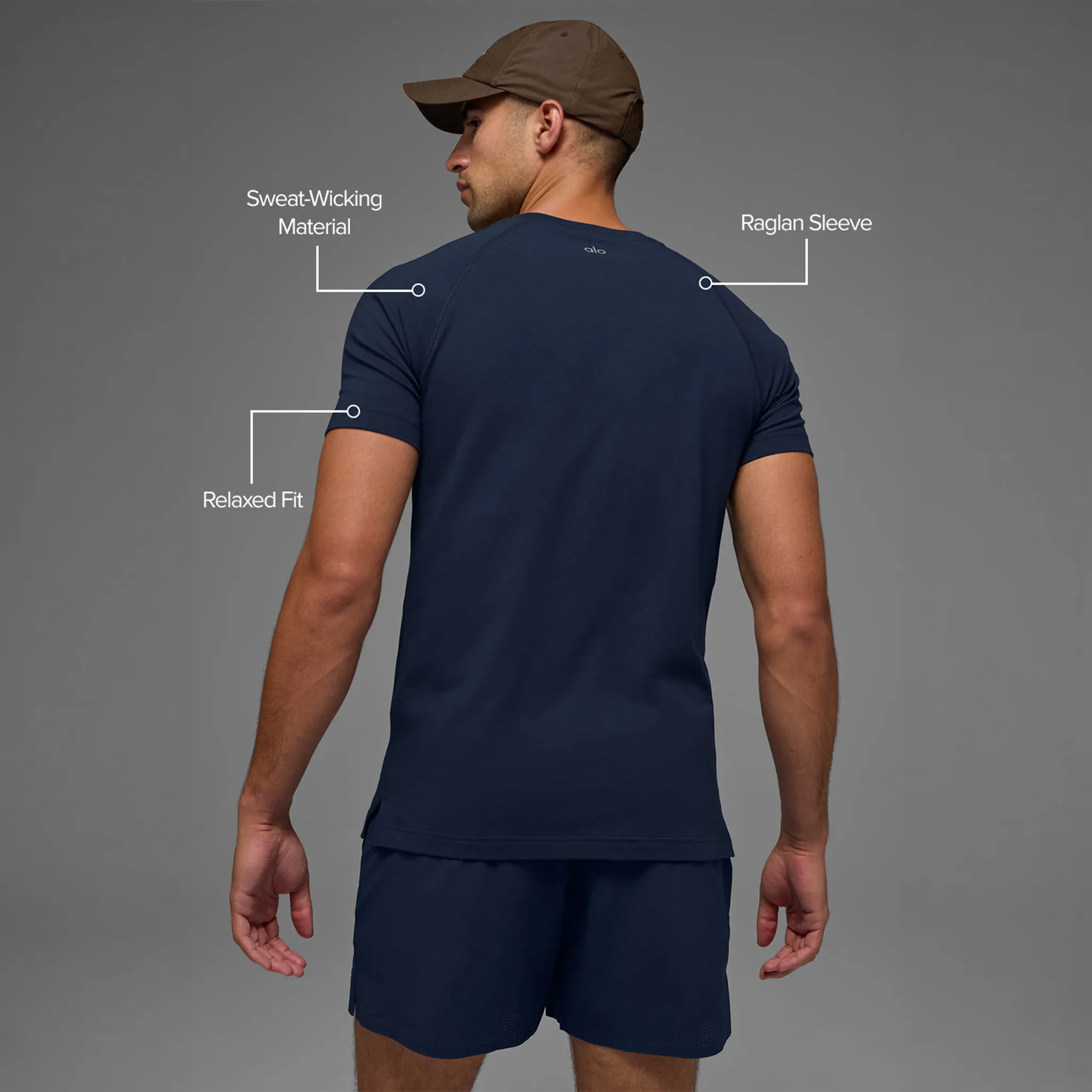 Back View of Alo Yoga Vapor Navy Crewneck