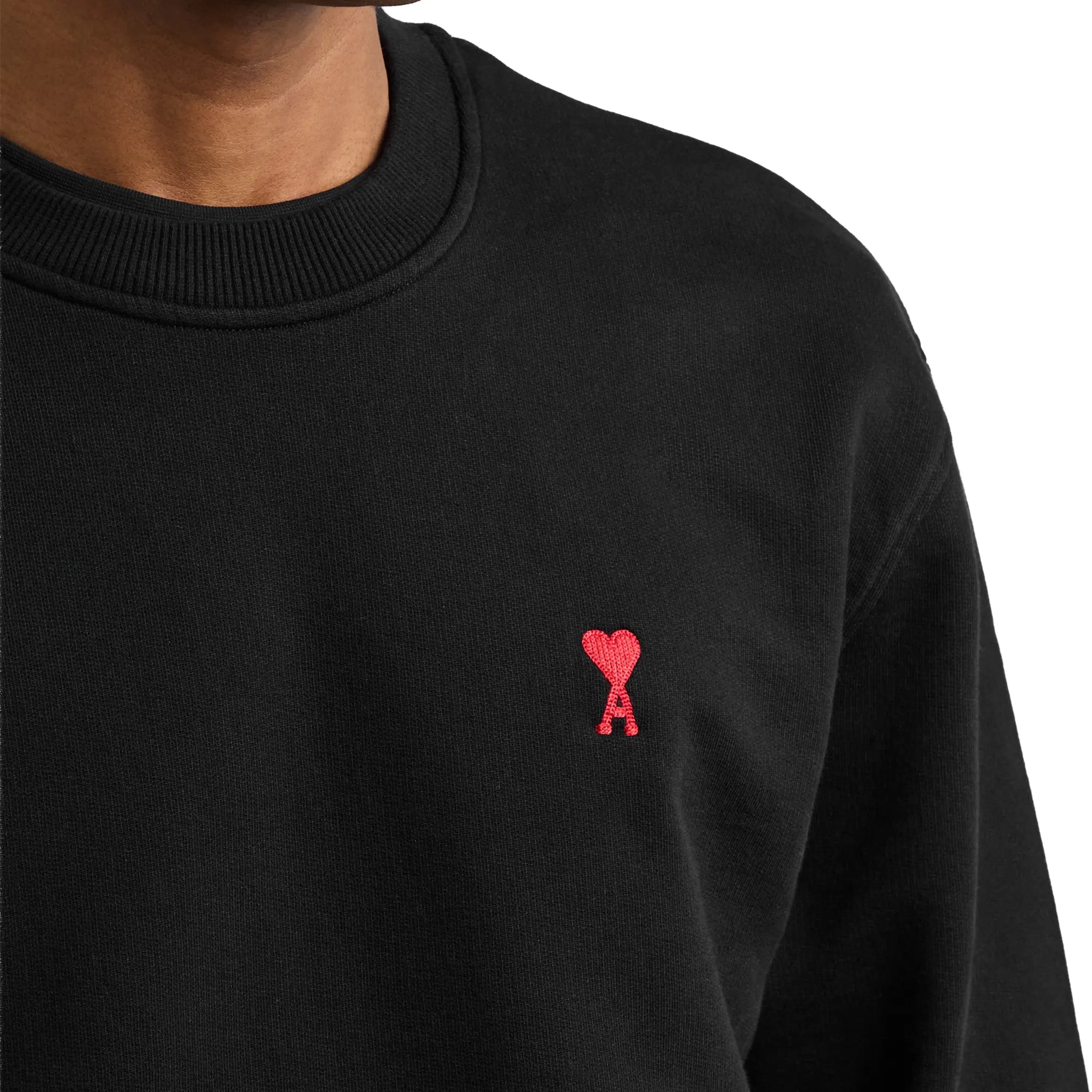 Detailed View of Ami Paris Ami De Coeur Black Sweatshirt