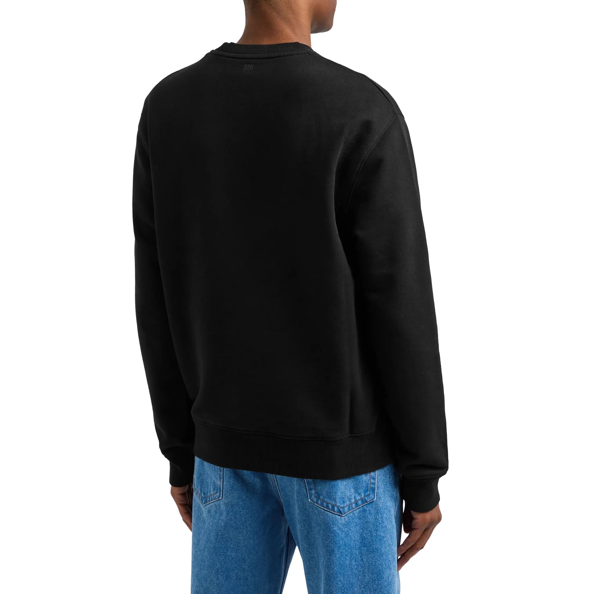 Back View of Ami Paris Ami De Coeur Black Sweatshirt
