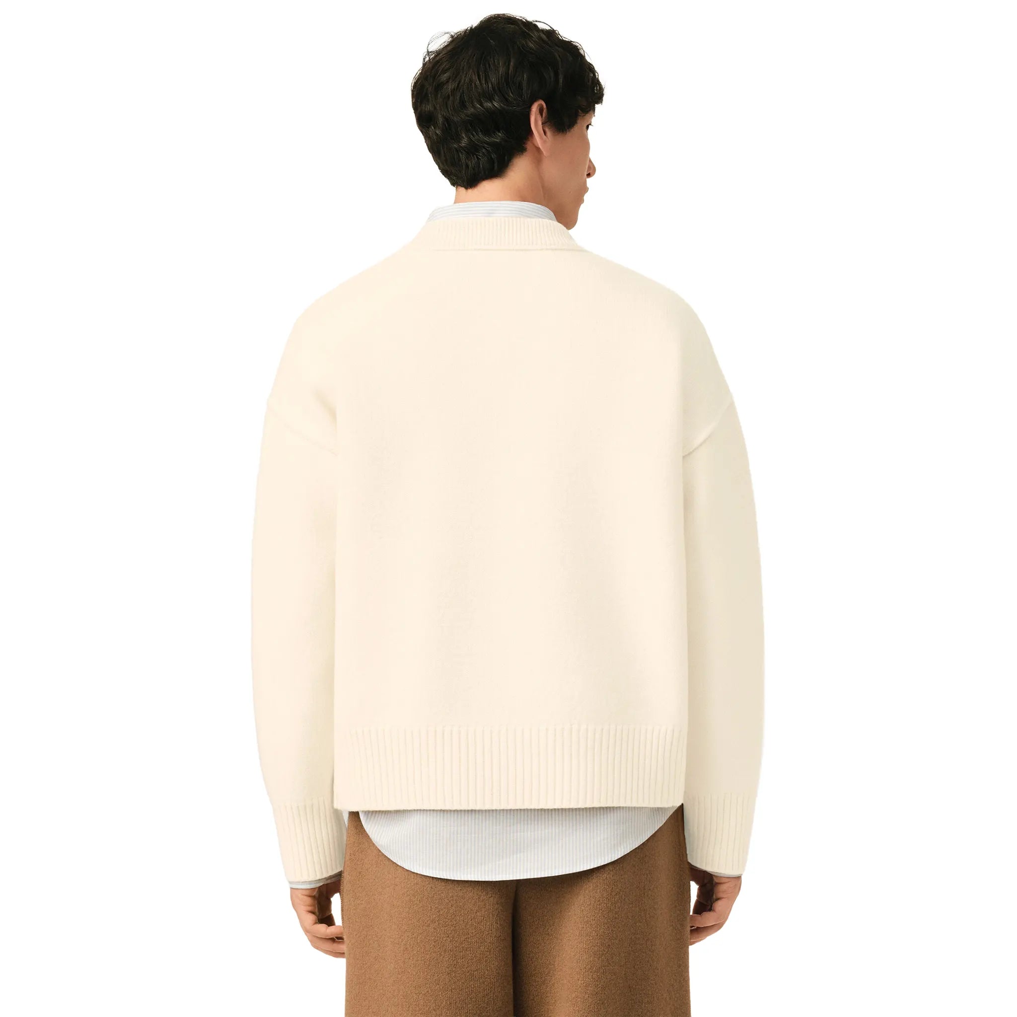 Back View of Ami Paris Ami De Coeur Wool Heather Off White Black Sweatshirt