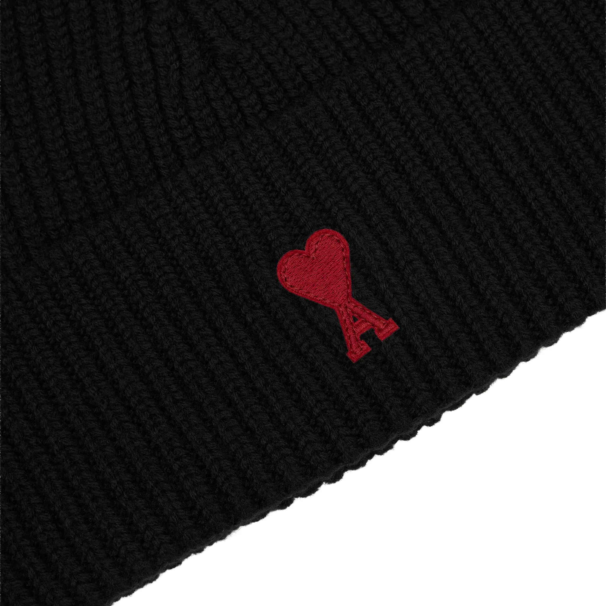 Ami Paris Ami de Coeur Black Red Beanie | BFUHA116-018-009