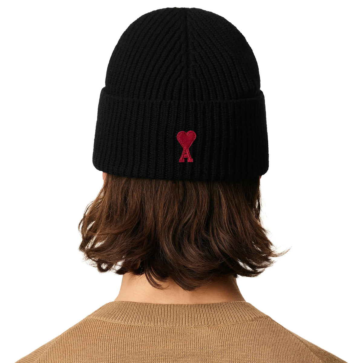 Ami Paris Ami de Coeur Black Red Beanie | BFUHA116-018-009