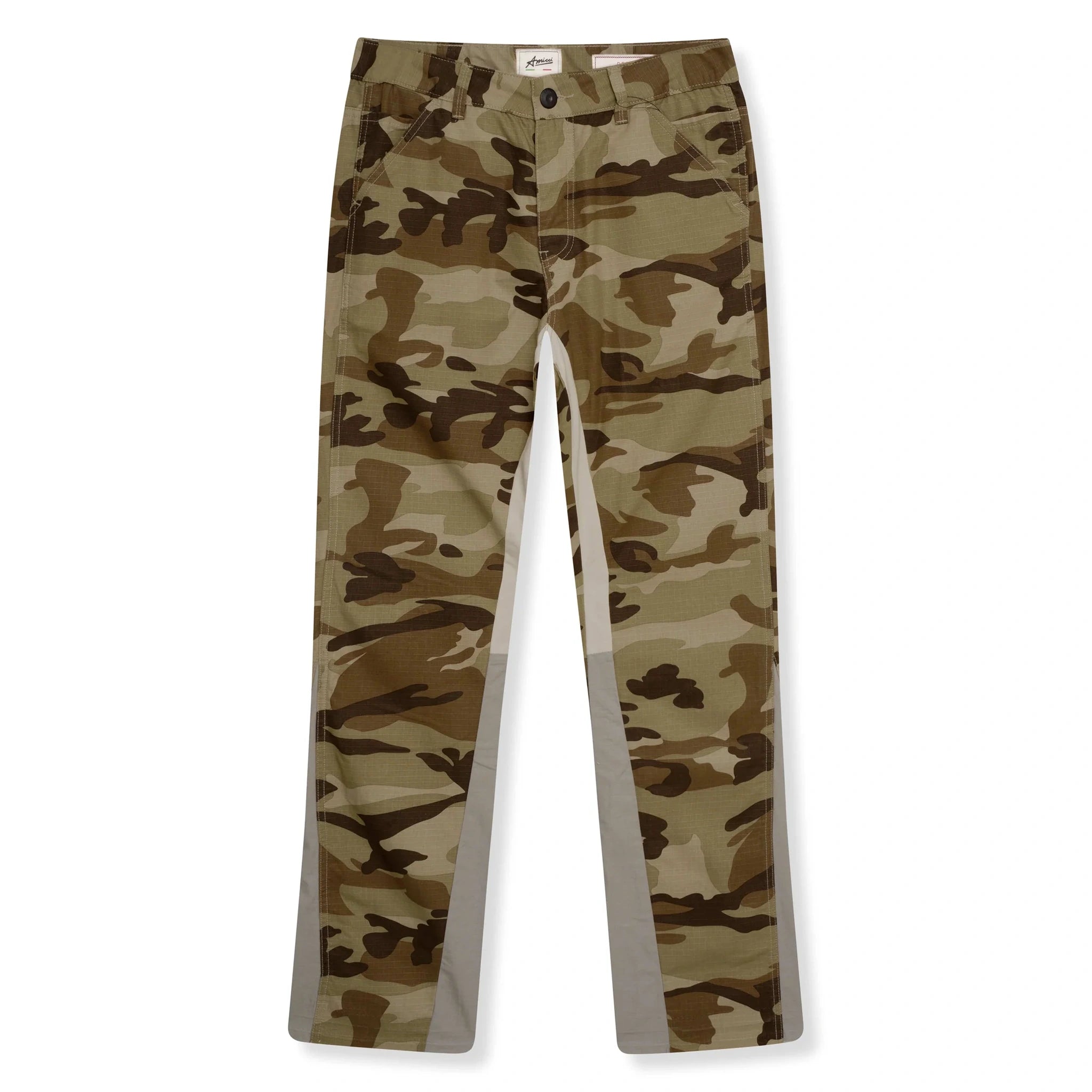 Front view of Amicci Baggio Flare Cargo Pants Camo AMJ03BEI