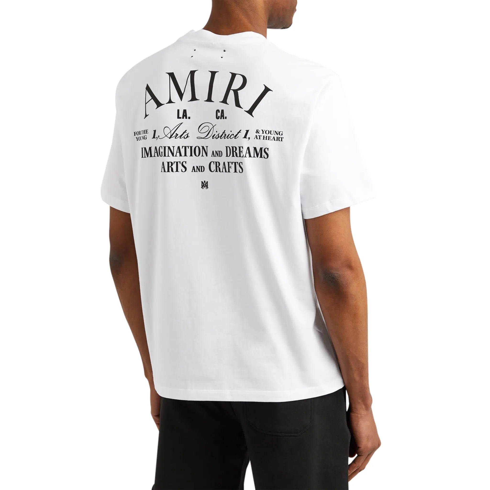 Model Back view of Amiri Arts District White T Shirt pxmjt001-100