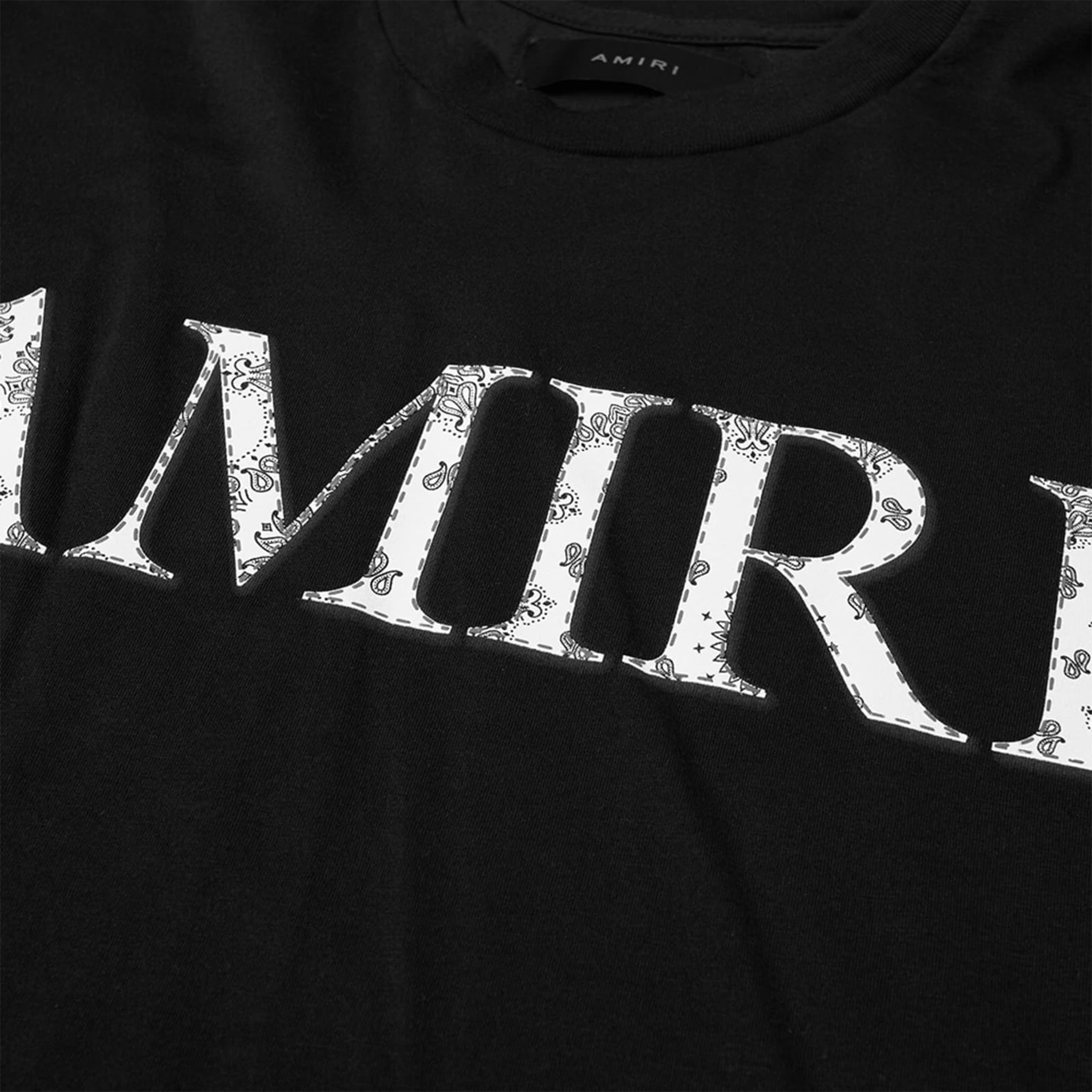 Chest view of Amiri Bandana Logo T Shirt Black MJLT002-001