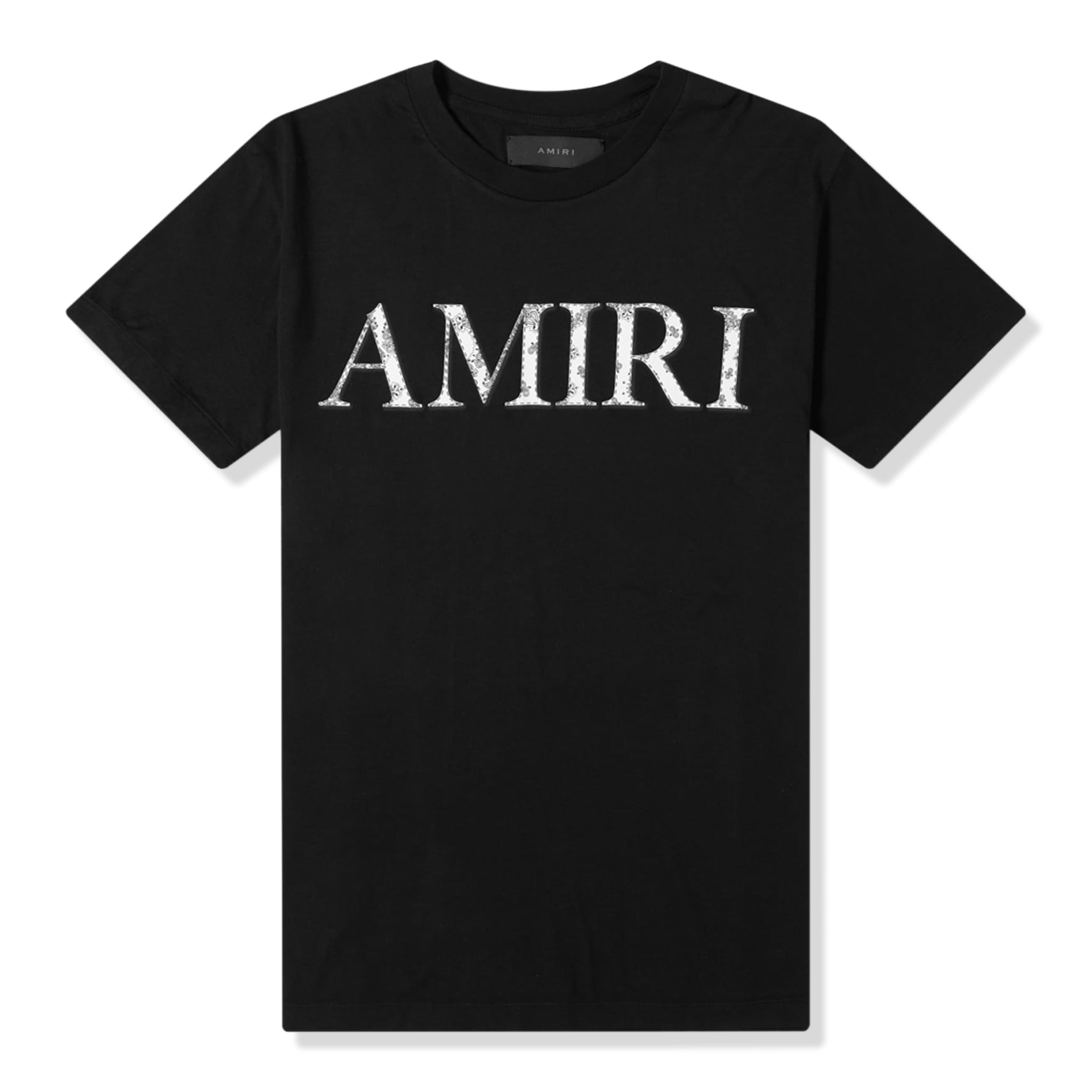 front view of Amiri Bandana Logo T Shirt Black MJLT002-001