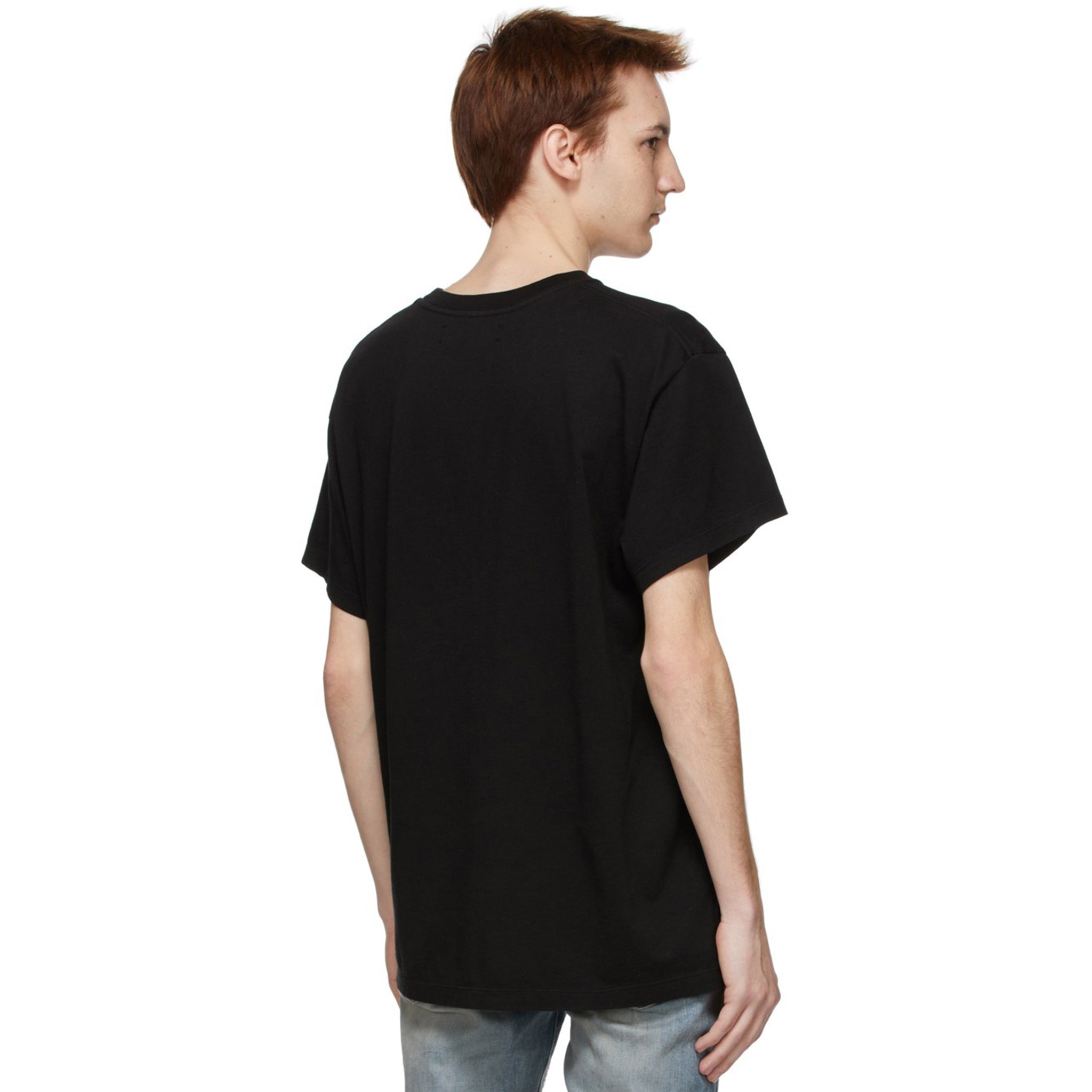model back view of Amiri Bandana Logo T Shirt Black MJLT002-001