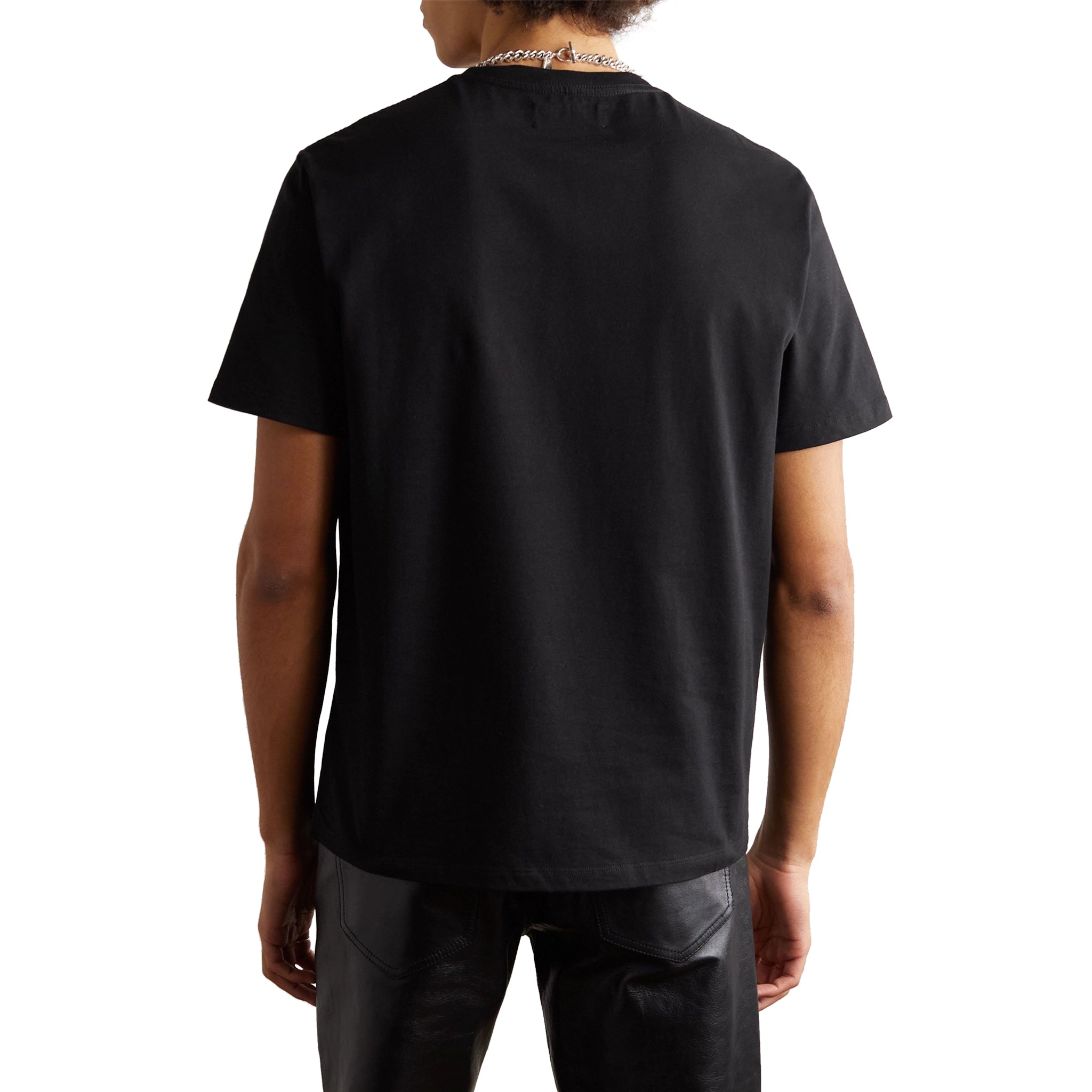 Model bac view of Amiri Crystal Ball T Shirt Black PS23MJG007-001