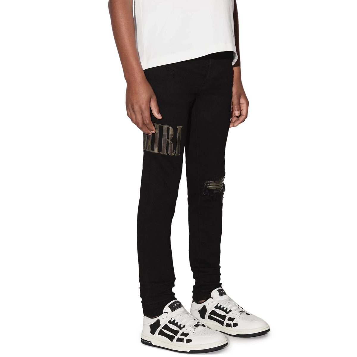 Amiri Kids Camo Applique Black Denim Jeans | PF22KDS001-018